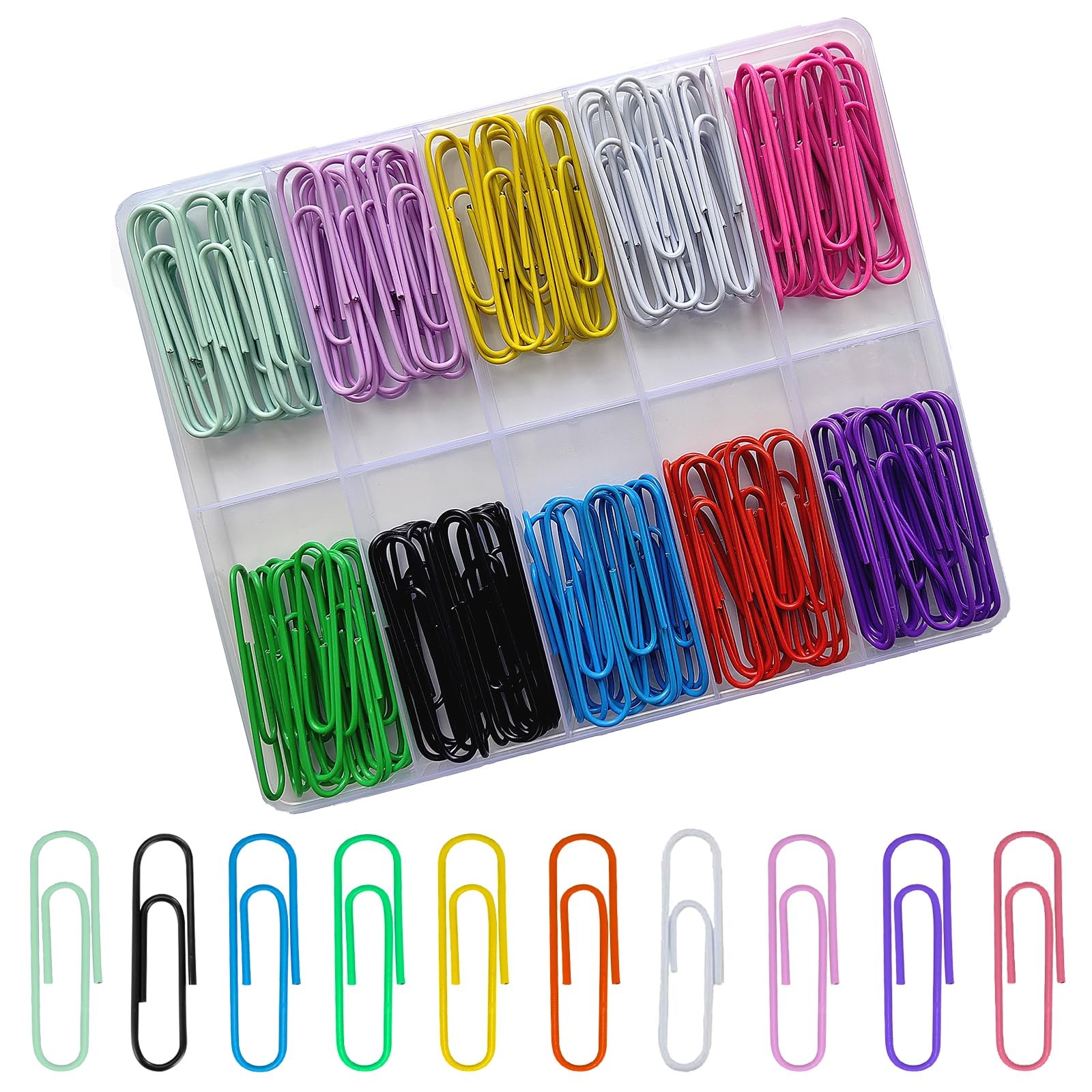 150 Pcs 2 Inch/50mm Large Paperclips,Assorted Colored Large, Multicolored