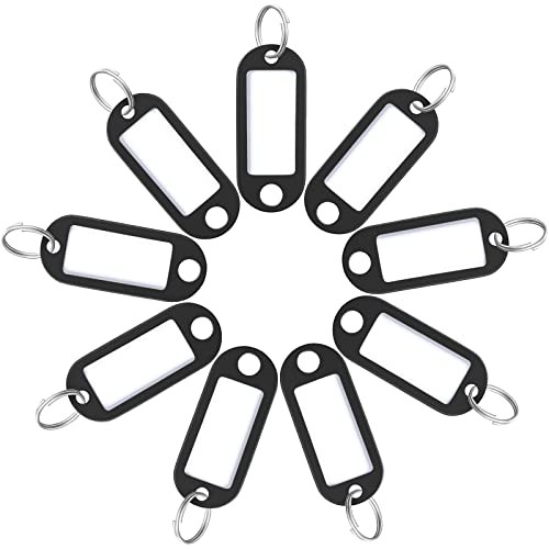 40 Pieces Key Tags 2 Inch Soft Plastic Key Chain Tags with Blank 40 Pack Black