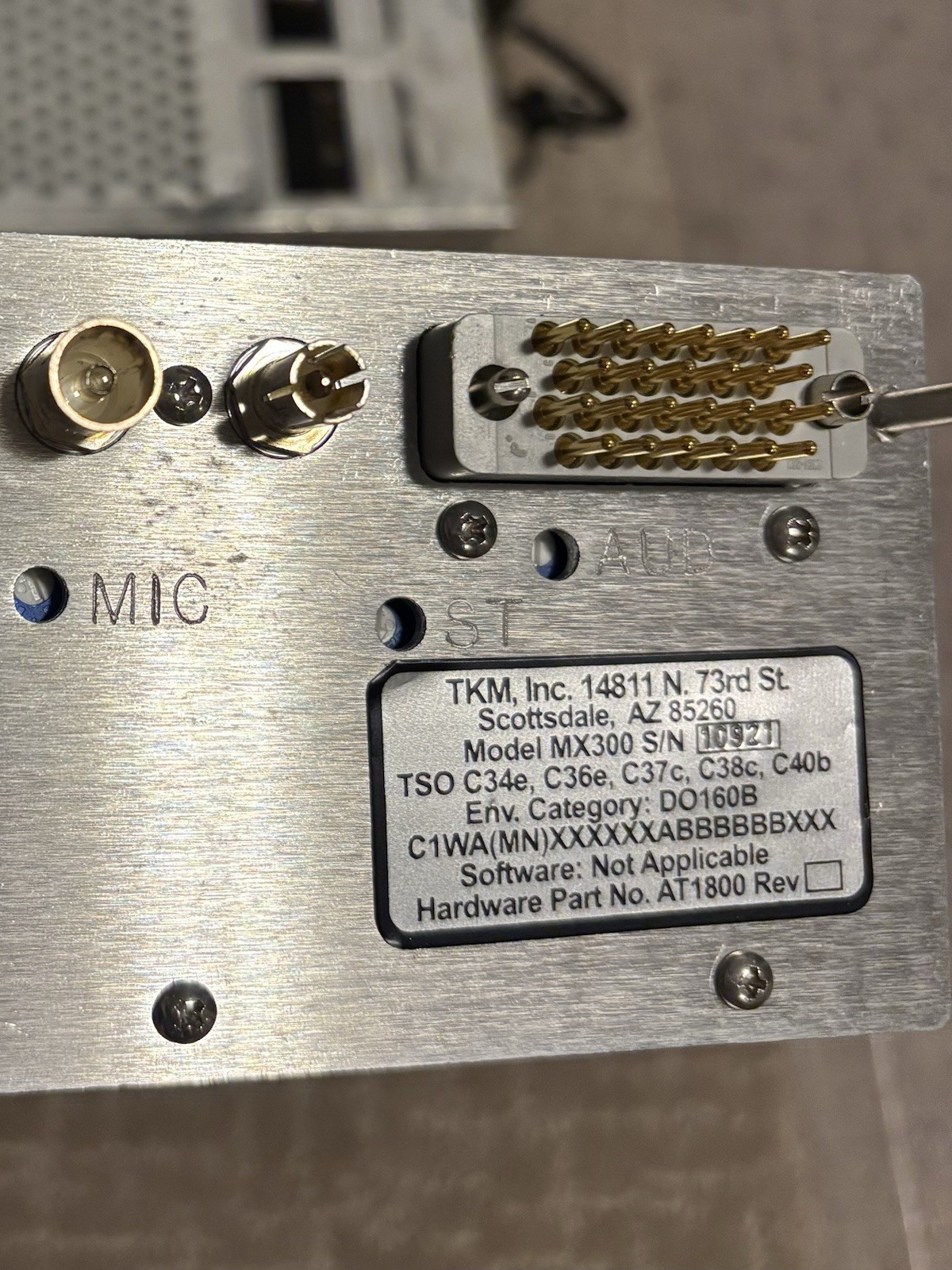 TKM MX300 Nav/Com Radio, Tray, Wire Harness, Indicator, 14V