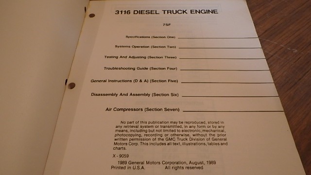 1990 GMC CATERPILLAR 3116 ENGINE SERVICE MANUAL