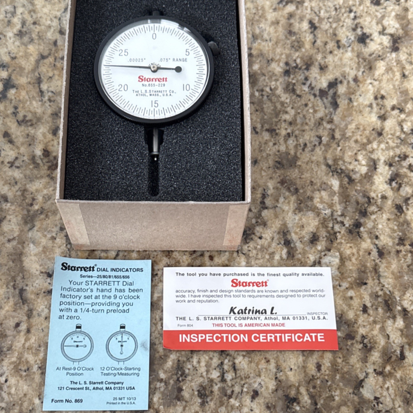 Starrett Dial Indicator 655-229J EDP 53543 Precision Measurement Tool