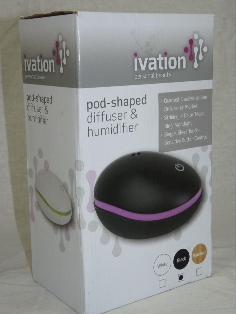 IVATION ESSENTIAL OIL DIFFUSER & ULTRASONIC COOL MIST AROMA HUMIDIFIER POD SHAPE