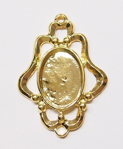 6 of 24.5x17.5mm Shiny Gold Plated Beveled XL Hoops Pendant Settings 54x40mm