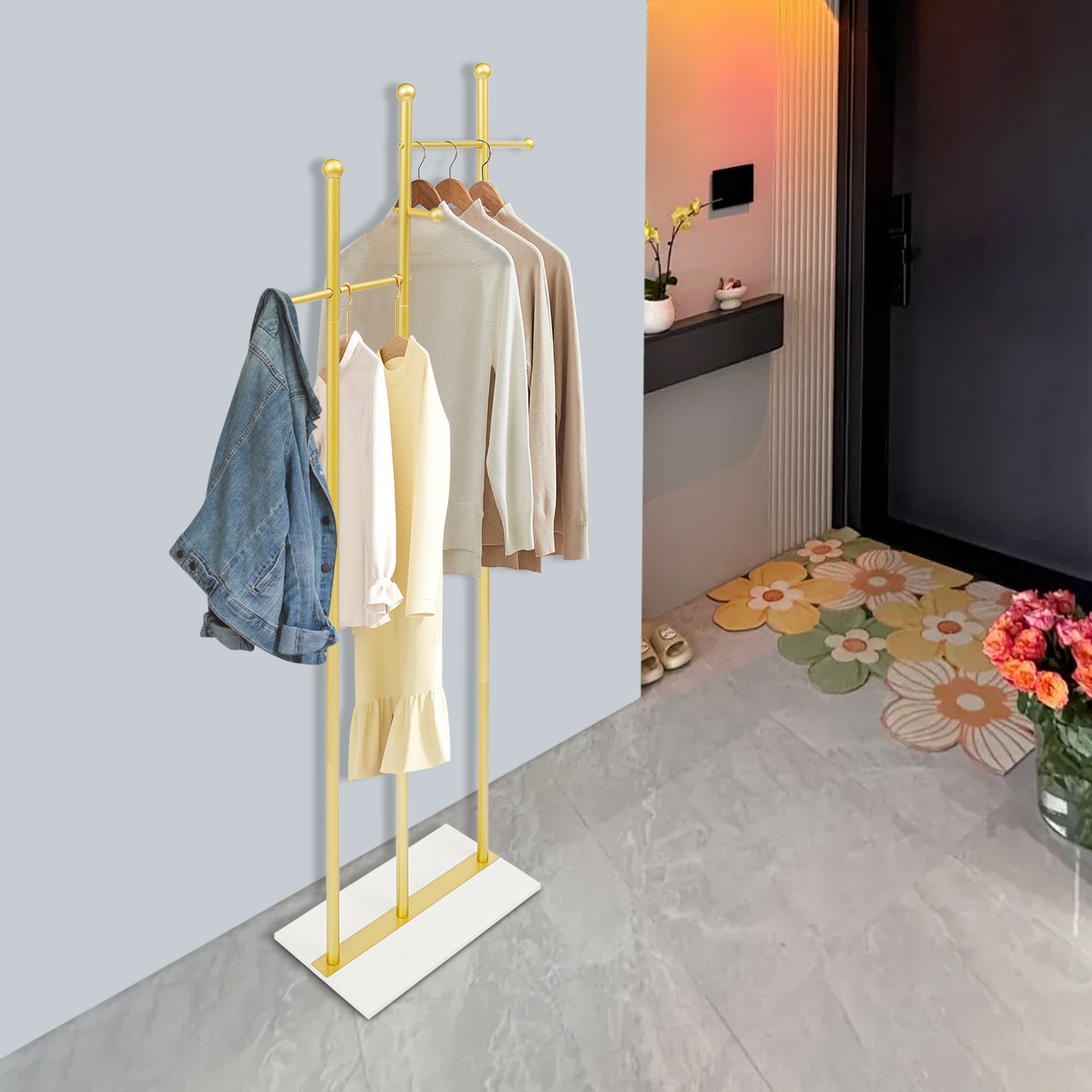 Clothes Rack Standing Clothes Rack With Marble Base Garment Rack For Hanging