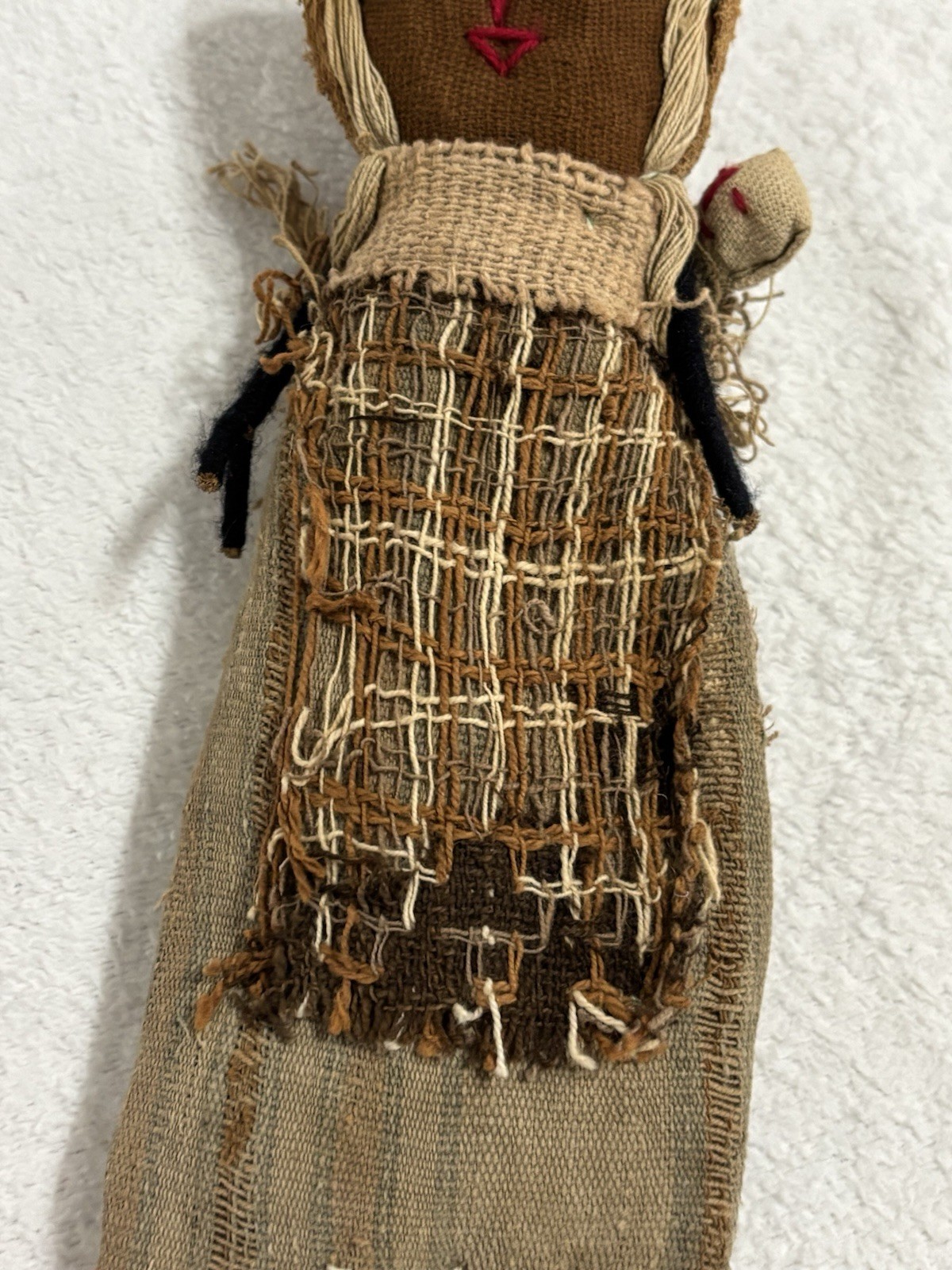 Peruvian Textile Cloth Burial Doll Ancestor Remembrance Chancay Mother Baby 11”