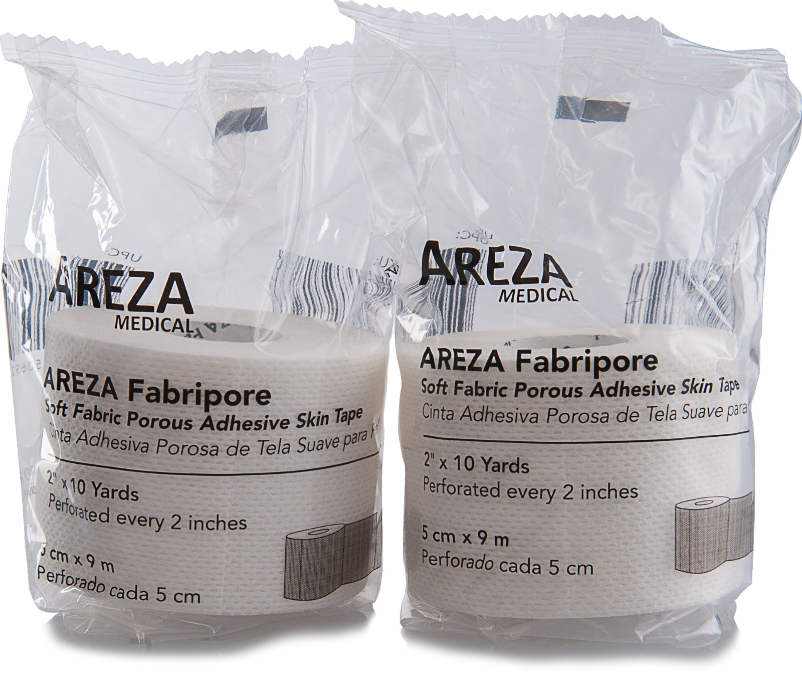 Areza Fabripore Soft Fabric Porous Adhesive Skin Tape 2" width -  two  rolls