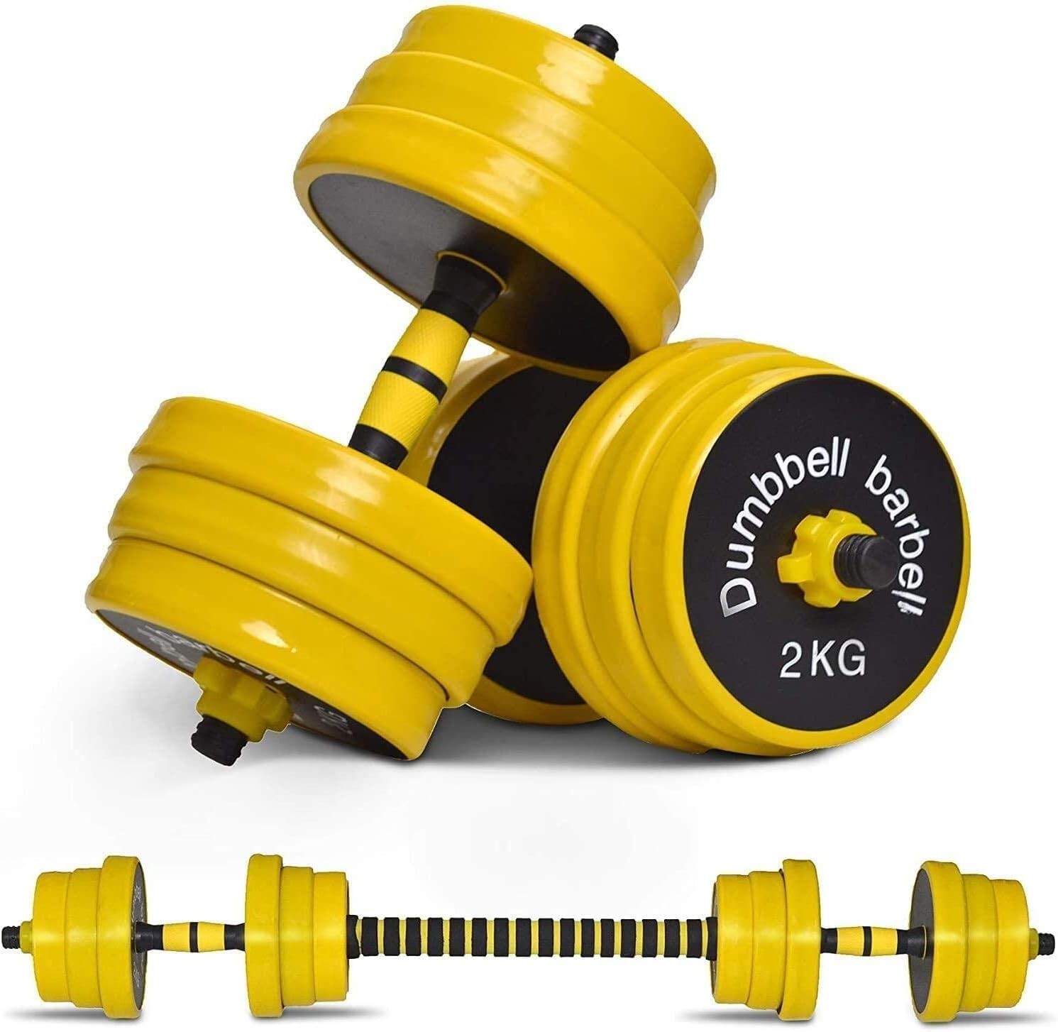 2-in-1 Adjustable Dumbbell Set 44 Lbs Dumbbell Weights for Home Gym Yellow