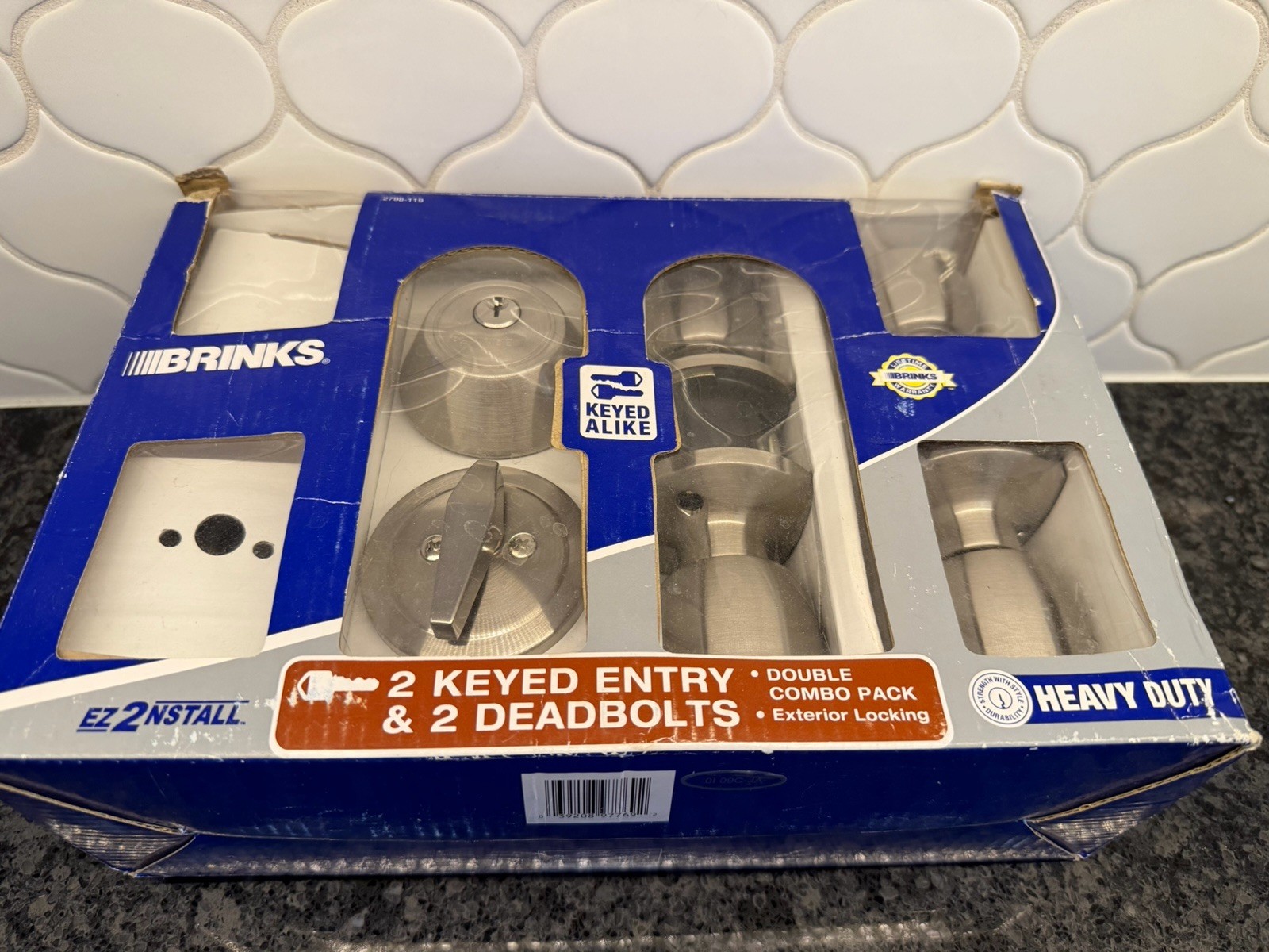 Brinks 2 Keyed Entry & 1 Deadbolt Partial Set. One Deadbolt Removed. No Keys.