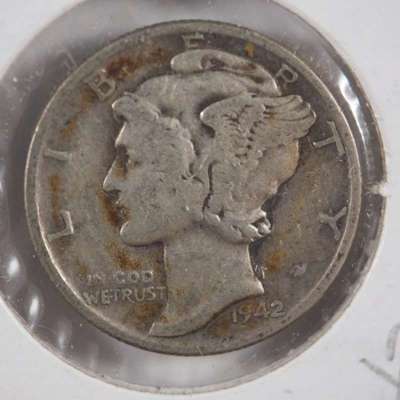 1942 P Mercury Dime 90% Silver US Coin Very Fine (VF) - SKU 395USDM