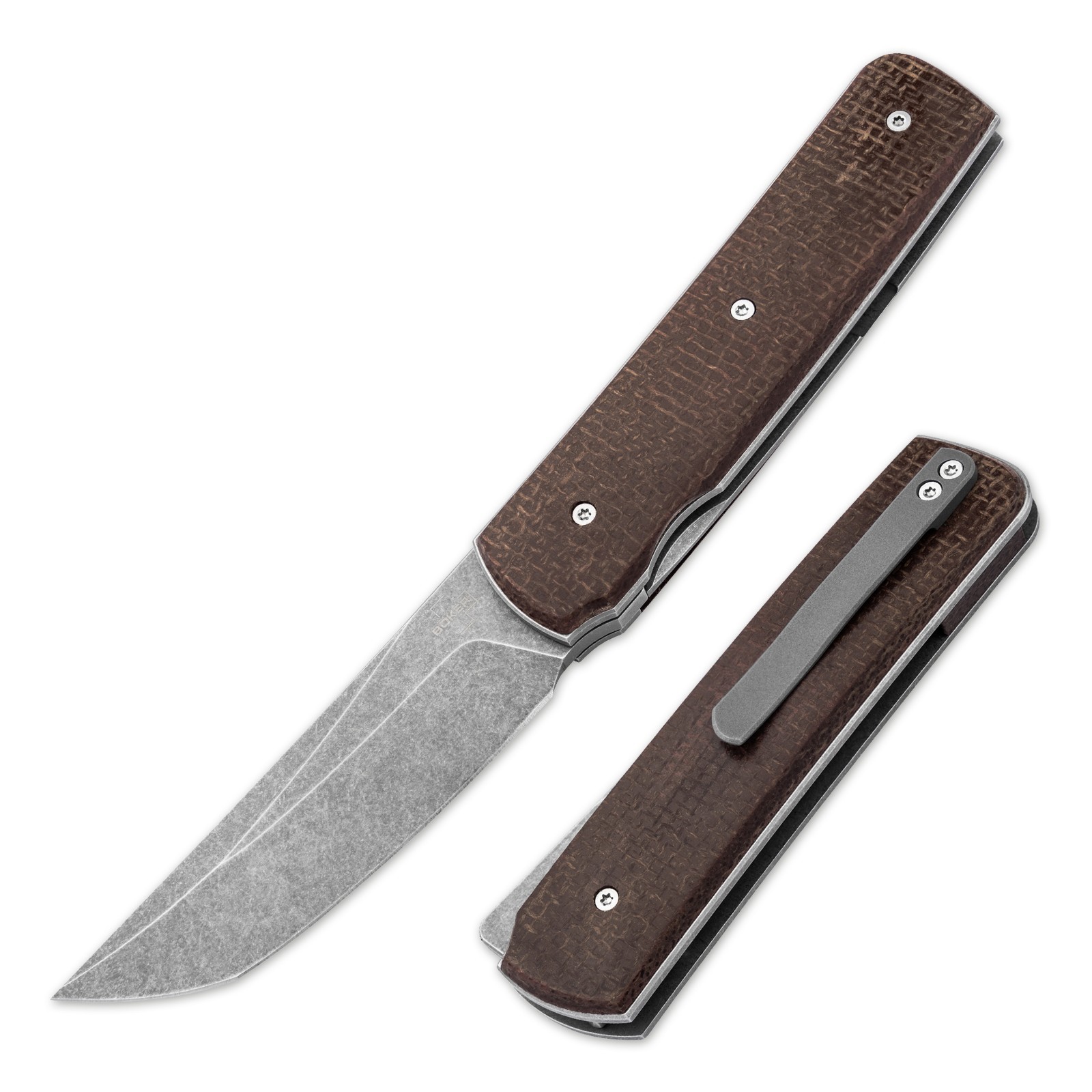 BOKER PLUS Sanjo Folding Knife VG-10 Japanese Style Micarta Clip Brown 01BO907