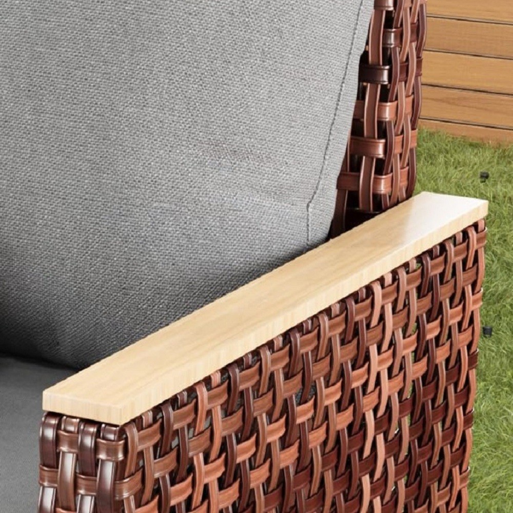7-Piece Rattan Patio Furniture Set w/ 4" Cushions, White, Weather Resistant