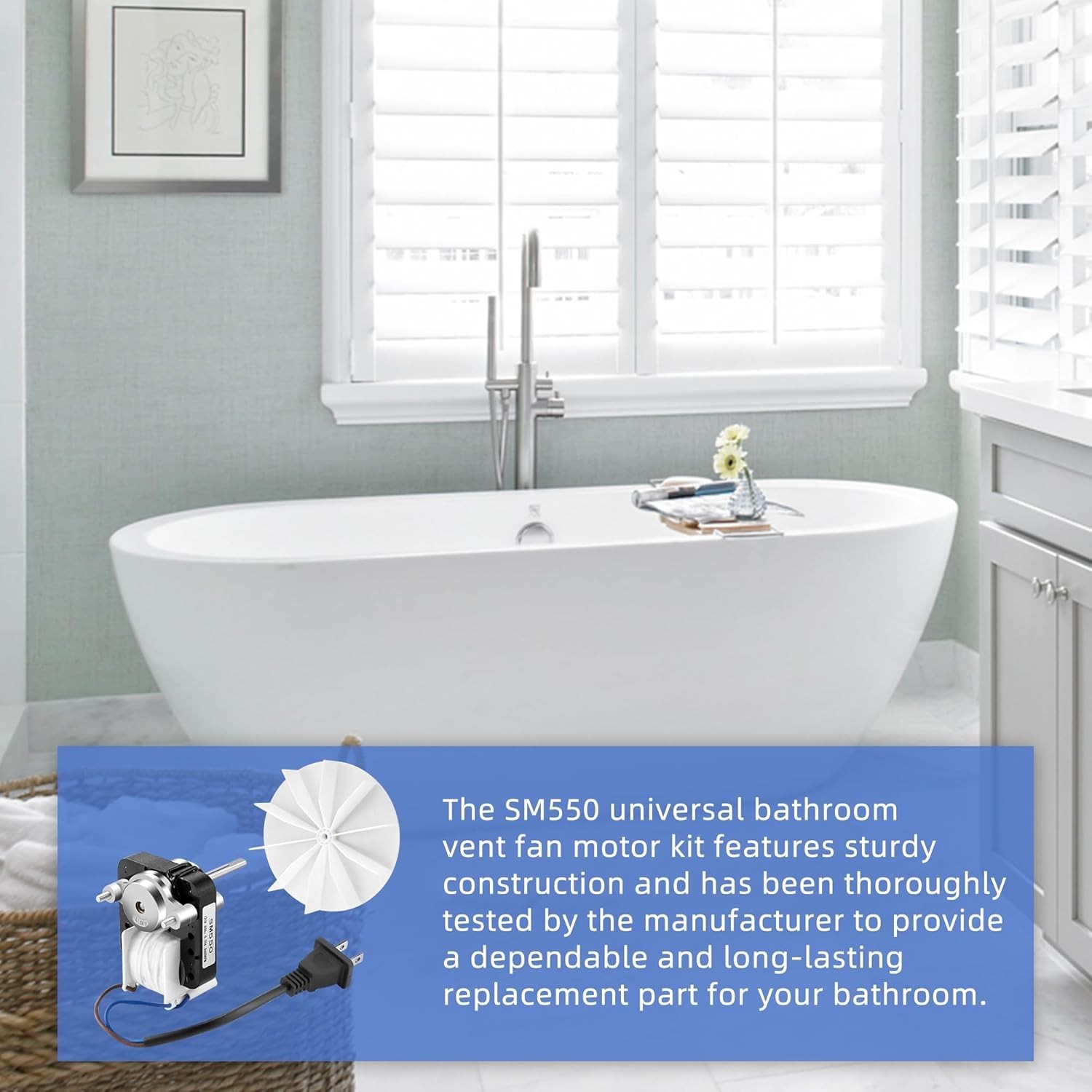 High-Quality SM550 Bathroom Fan Motor Kit - Quiet & Reversible Operation