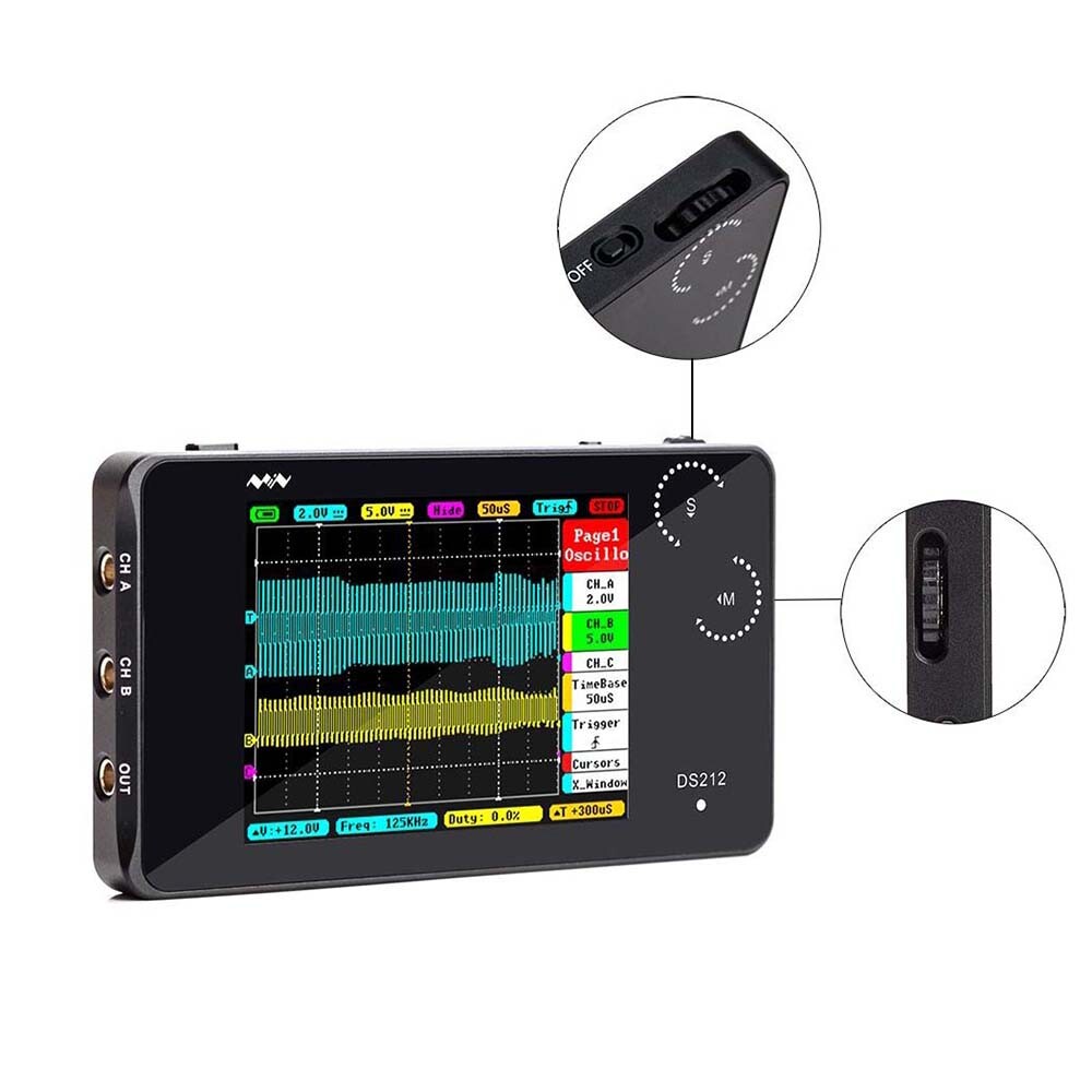 Mini ARM DSO212 DS212 Digital Storage Oscilloscope Portable Handheld 1MHz 10MSa/