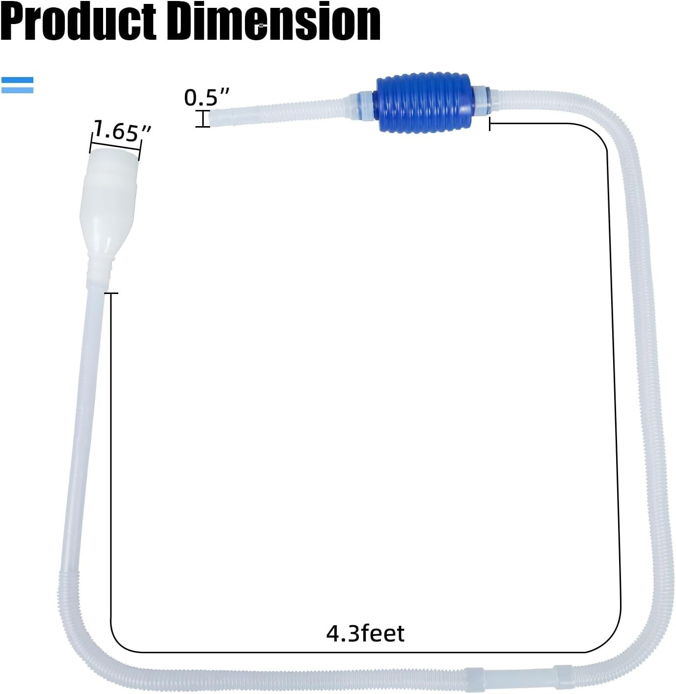 User-Friendly Hand Pump Aquarium Vacuum Siphon, 1.6m Hose for Easy Draining