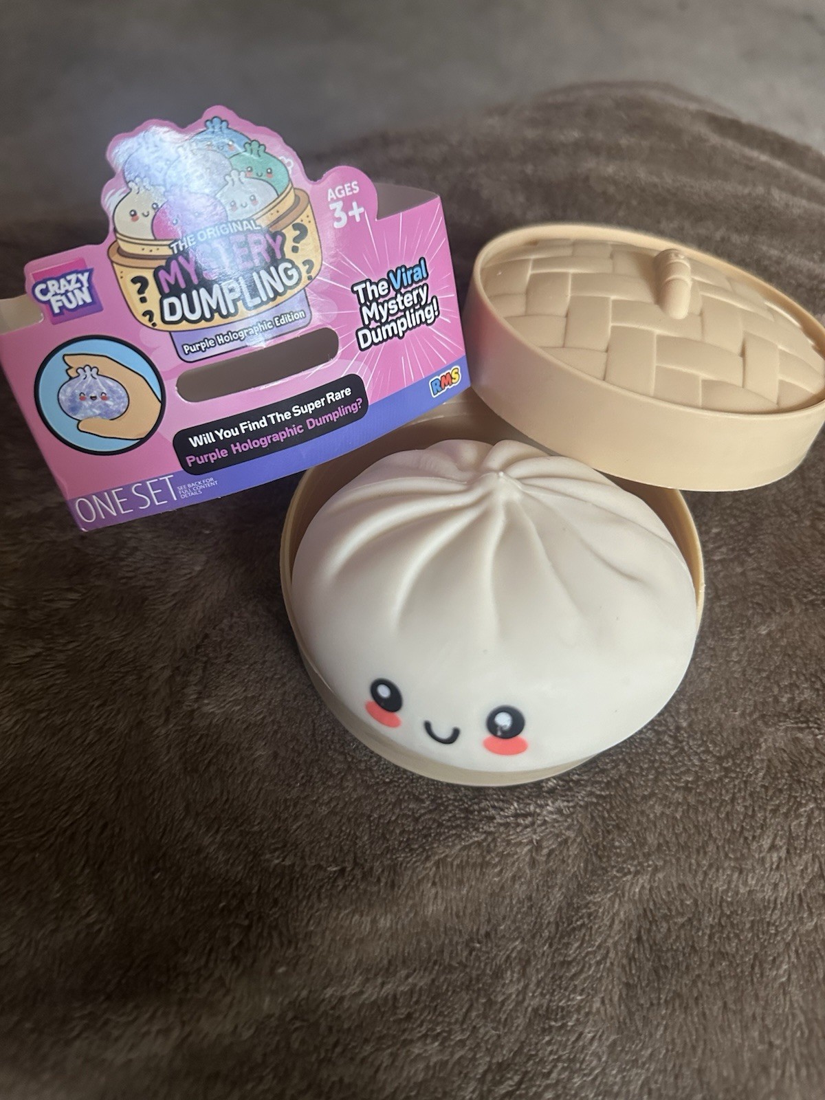 Opened RMS Purple Holographic Viral Mystery Dumpling- Squishy WHITE