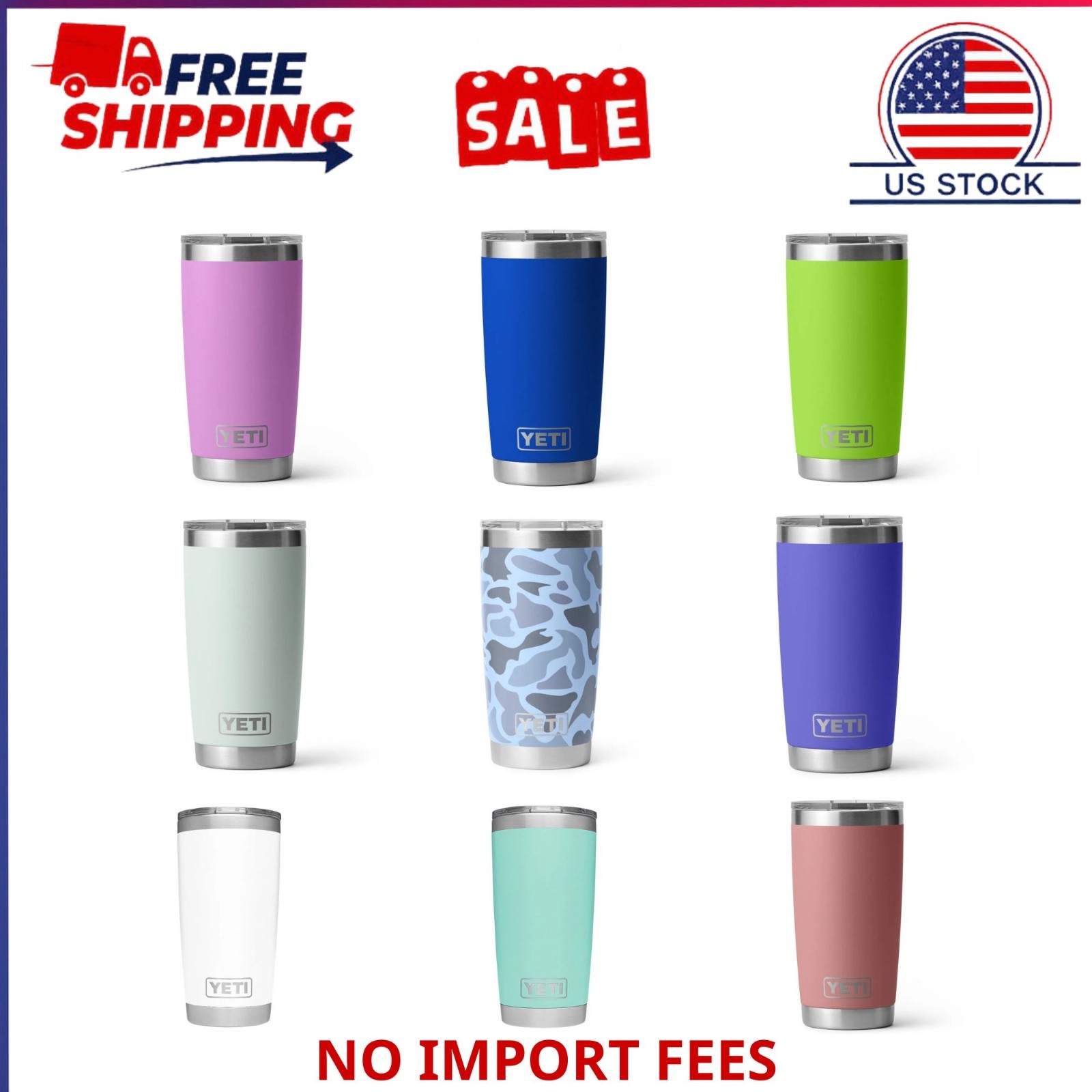 20 oz Rambler Tumbler with MagSlider Lid, US STOCK, FREE SHIPPING