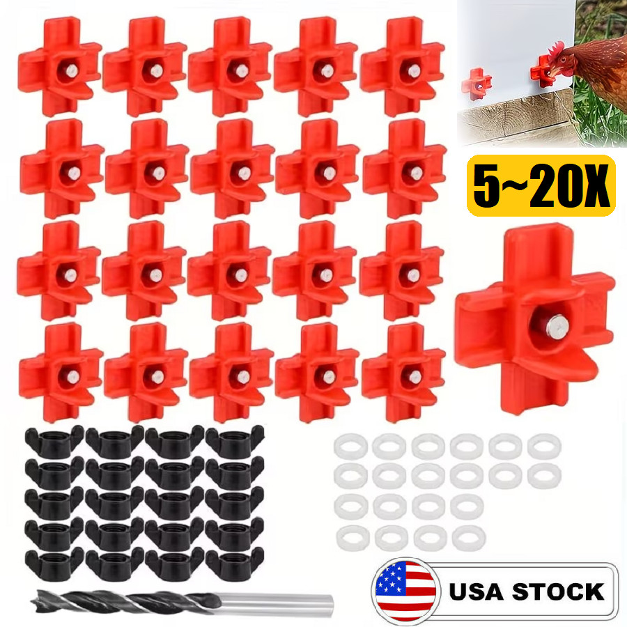 5~20x Plastic Automatic Poultry Nipples Waterers for Chickens, Quail, Ducks, Hen