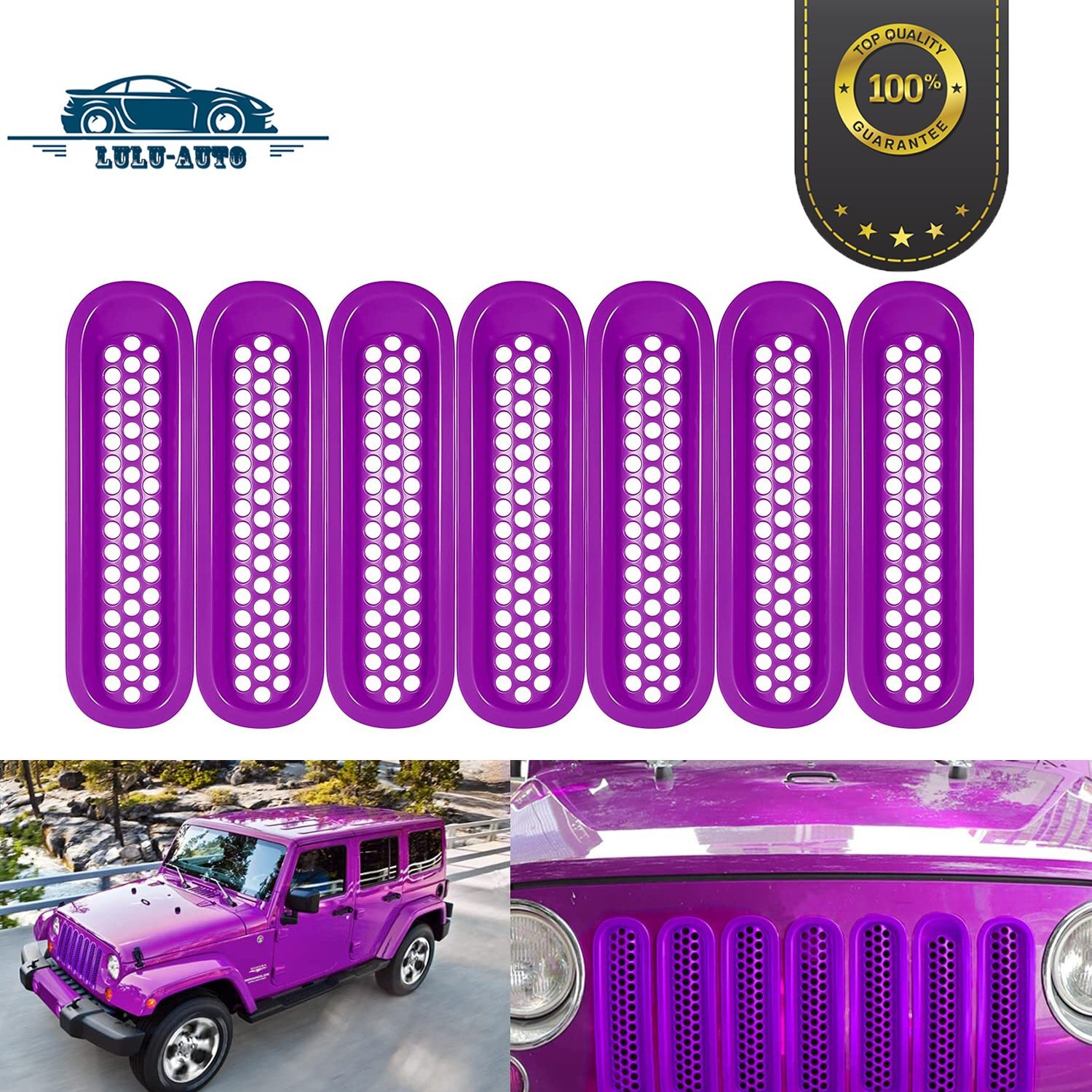 Front Grill Mesh Inserts Clip-in Grille Guard for JK Unlimited Rubicon 2007-2018