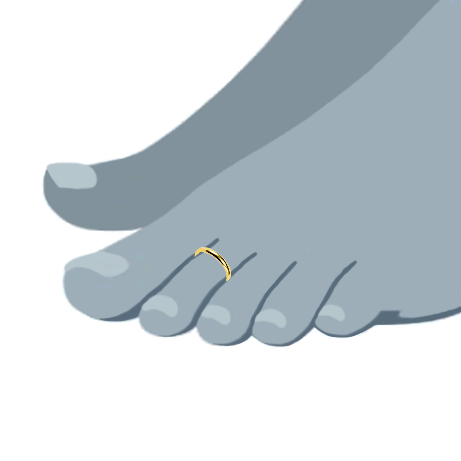 14K Yellow Gold Shiny Cuff Style Adjustable Toe Ring 3mm Width