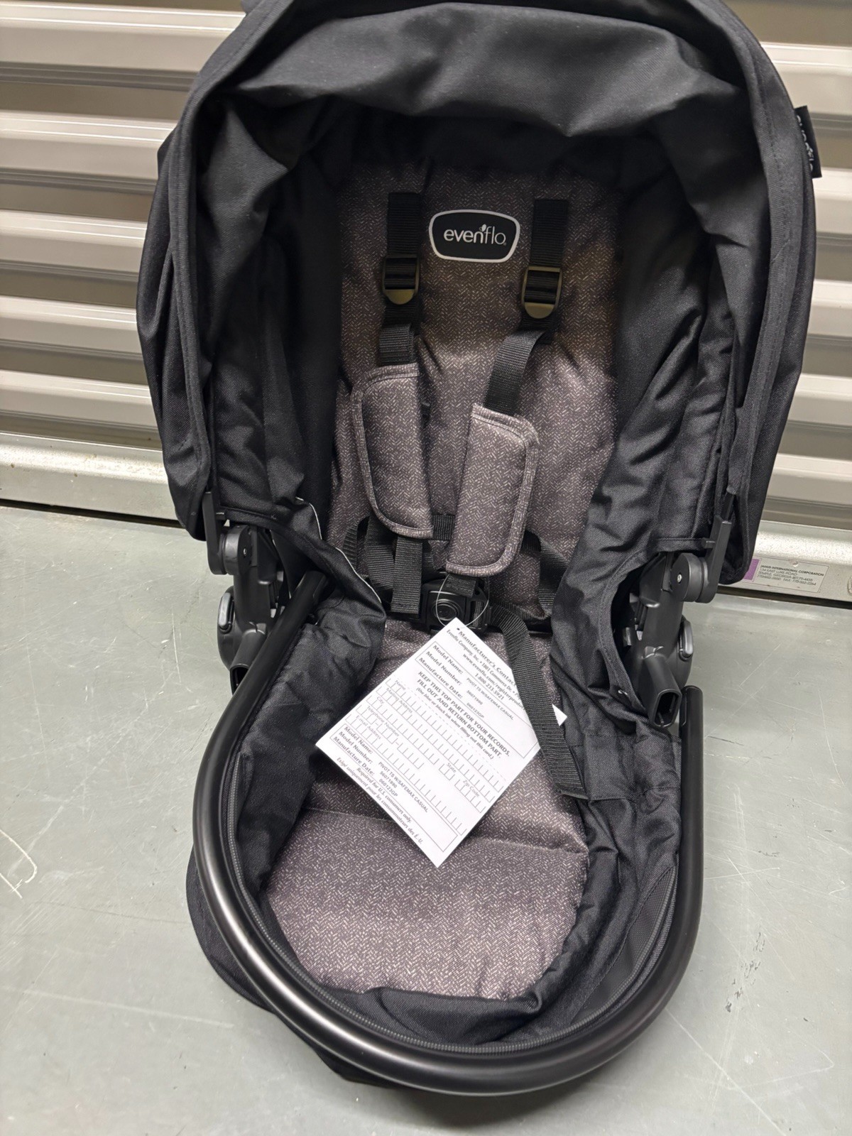 Evenflo Single Stroller Seat w/ Canopy & 5-Point Harness, Black/Gray