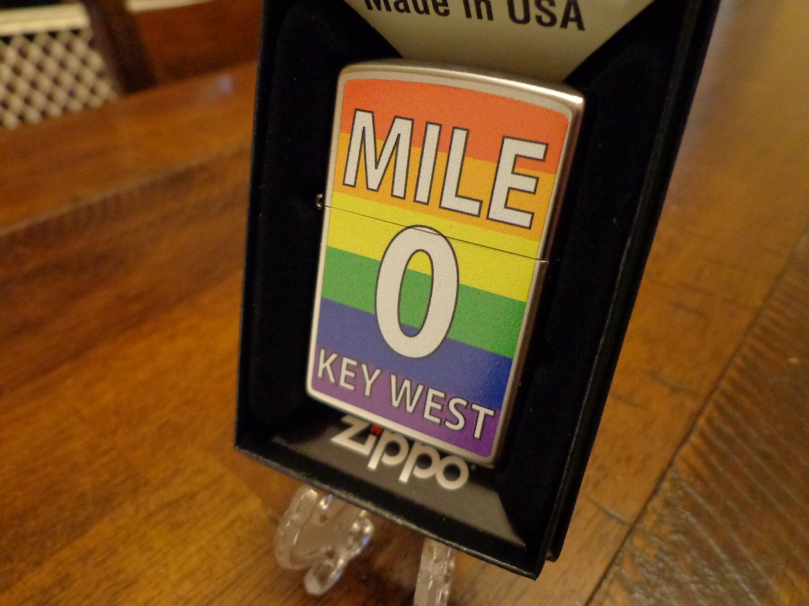 MILE 0 KEY WEST FL RAINBOW FLAG PRIDE ZIPPO LIGHTER MINT IN BOX