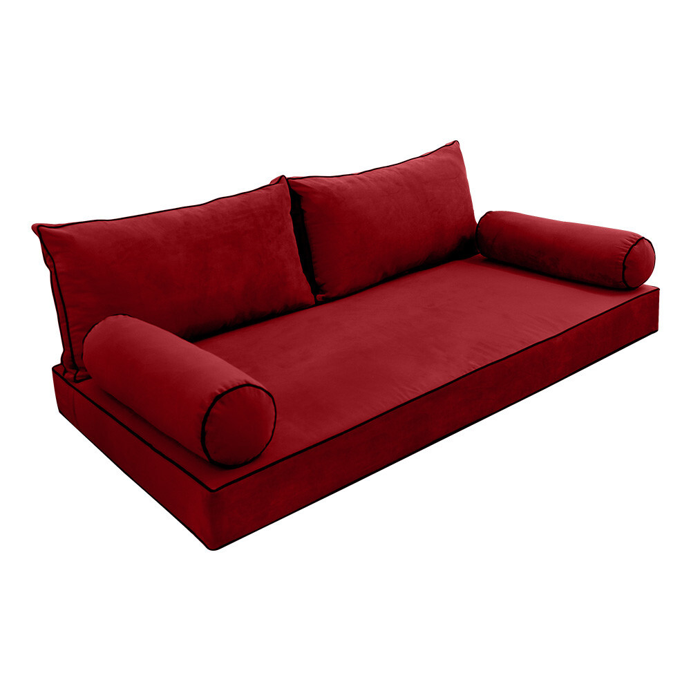 Model V2 Twin Velvet Contrast Indoor Daybed Mattress Pillow Complete Set AD369