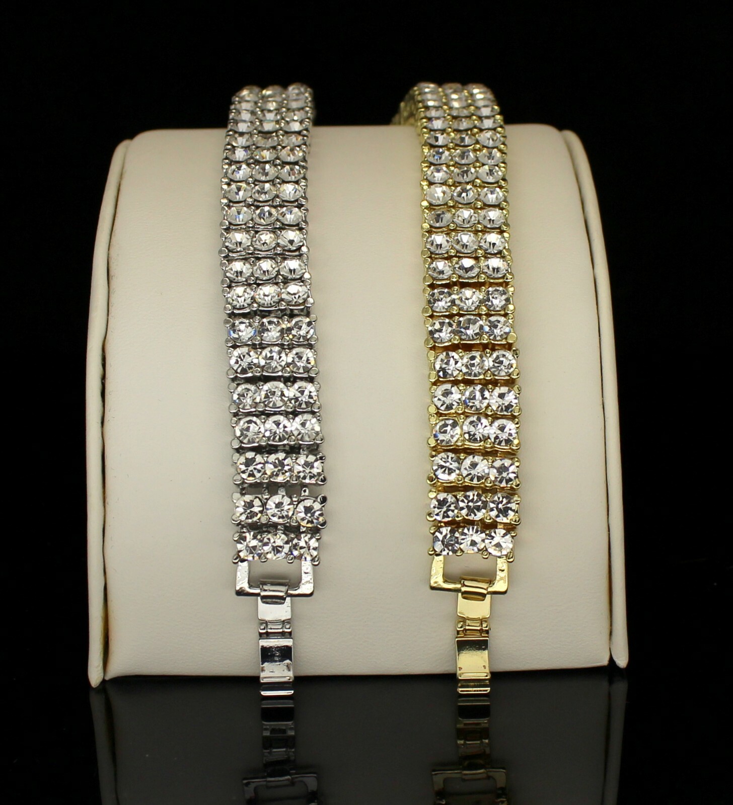 3 Row CZ Iced Bracelet Anklet Men Women 14k Gold Silver Plated Hip Hop 7-10 inch