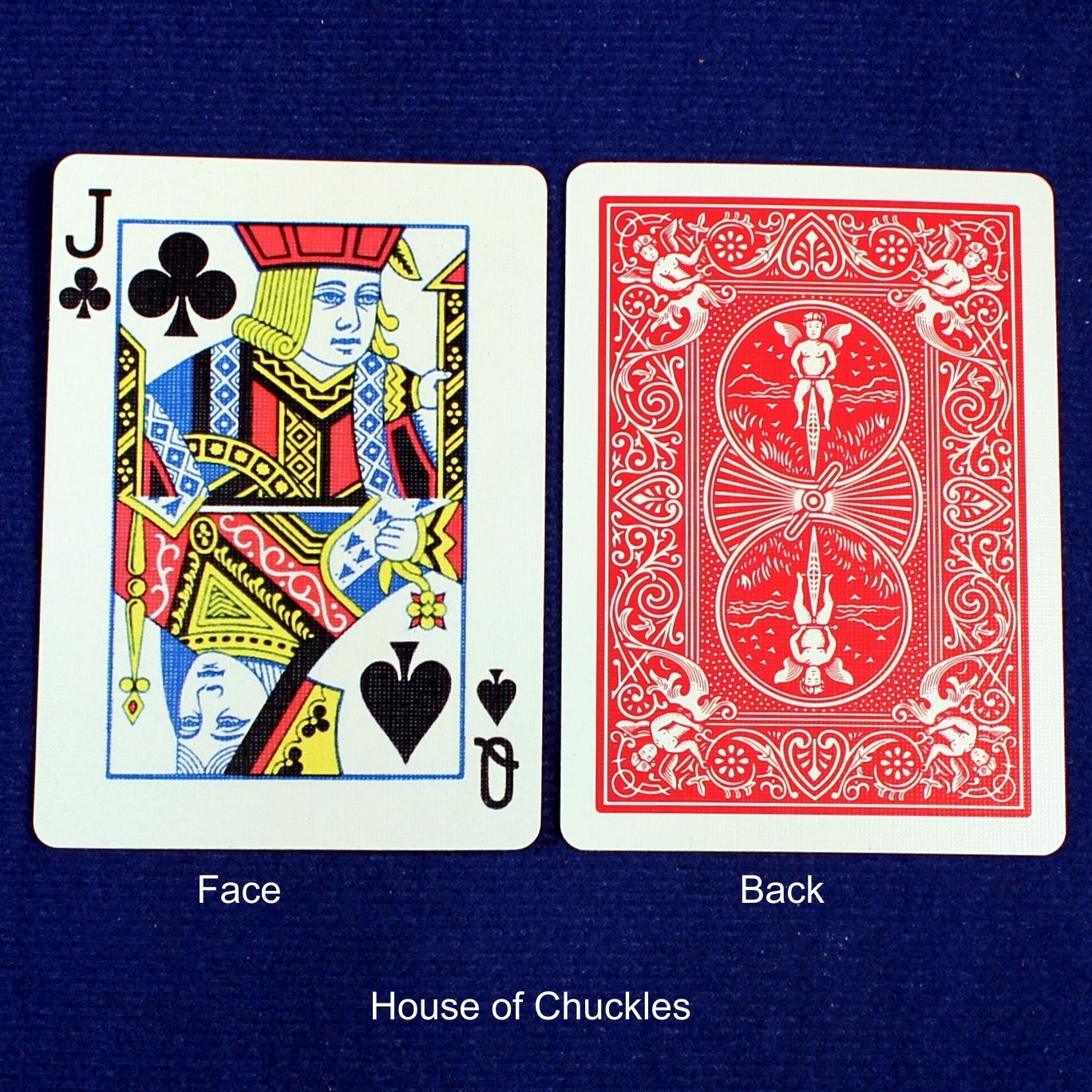 Jack of Clubs / Queen Spades, Half Horizontal, Bicycle Printed Gaff Card, Red