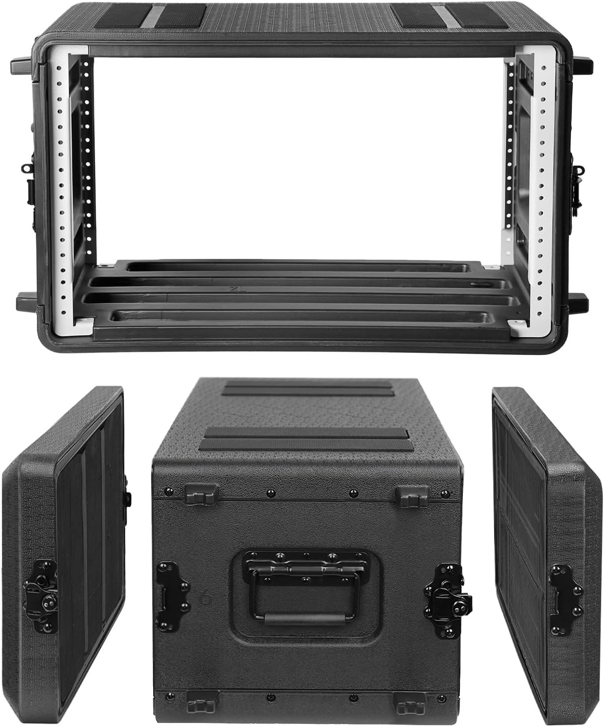 6U Rack Case Shallow 16" Depth,19" Rackmount Flight Cases Shockproof Mount Racks