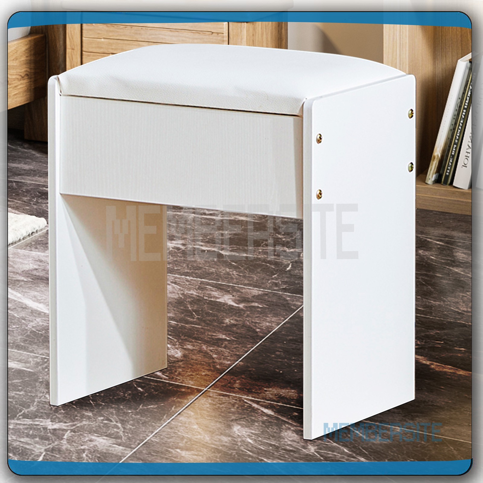 White Vanity Stool Makeup Table Stool Cushion Chair Piano Seat Dresser Bedroom