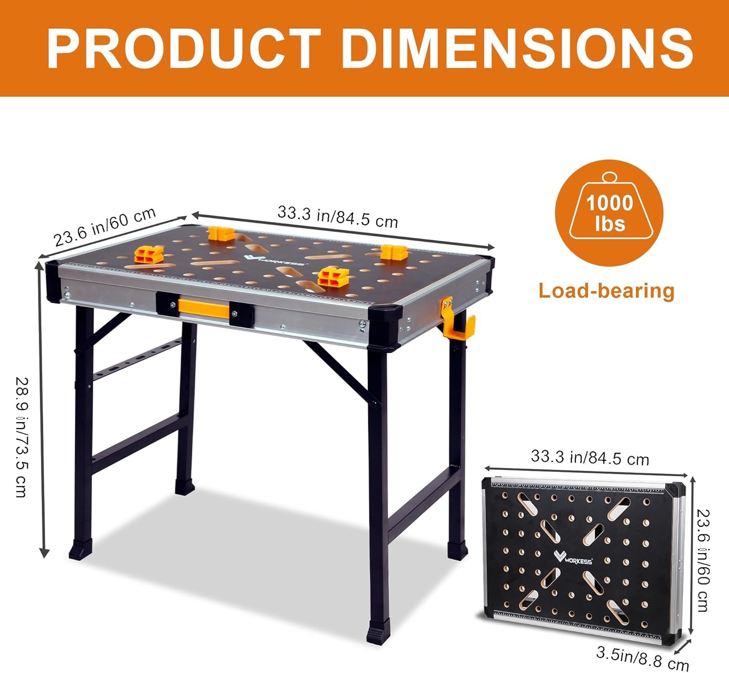 Portable Workbench 1000Lbs Capacity Heavy Duty Folding Work Table W/ 2 Quick