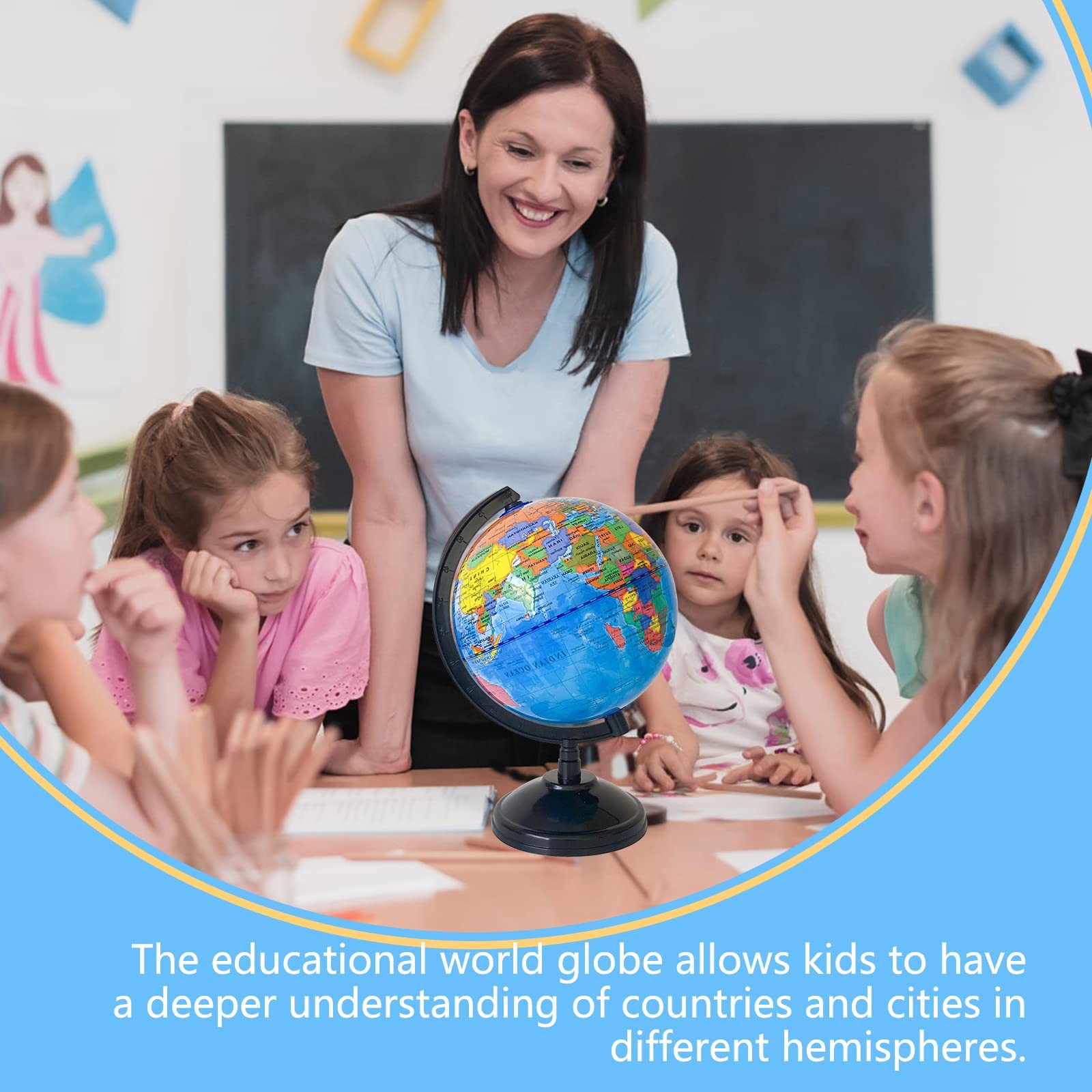 WORLD GLOBE EARTH Map Rotating Geography Ocean Classroom Learning Desktop 6