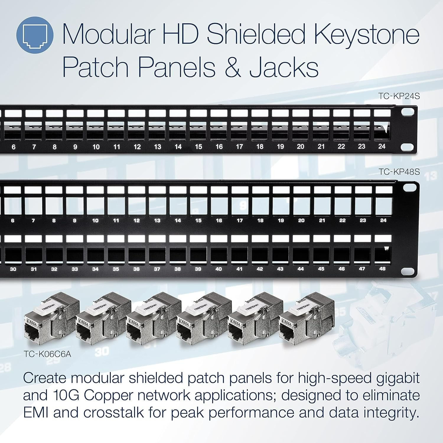 24-Port Blank Keystone Shielded 1U Patch Panel,TC-KP24S