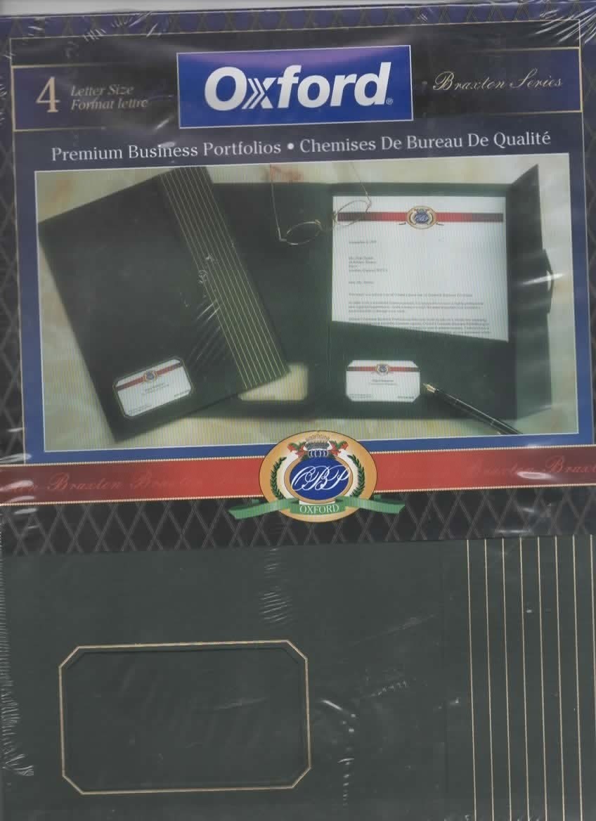 Oxford Braxton Series 4 Pack Premium Business Portfolios-Green Gold-Letter LN