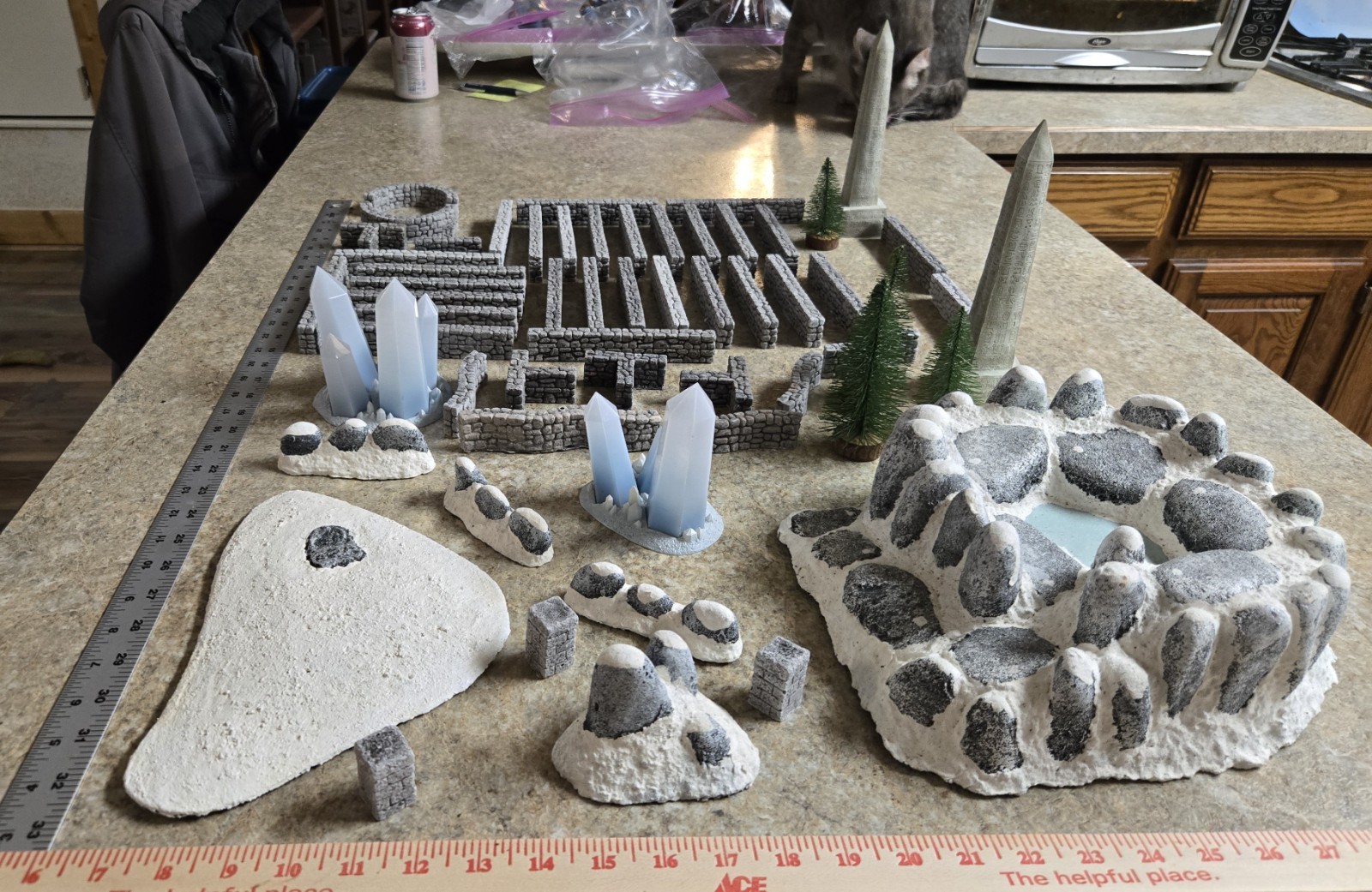 Tabletop Miniature Gaming Terrain Lot E - Trees, Outcroppings, Obstacles, etc.