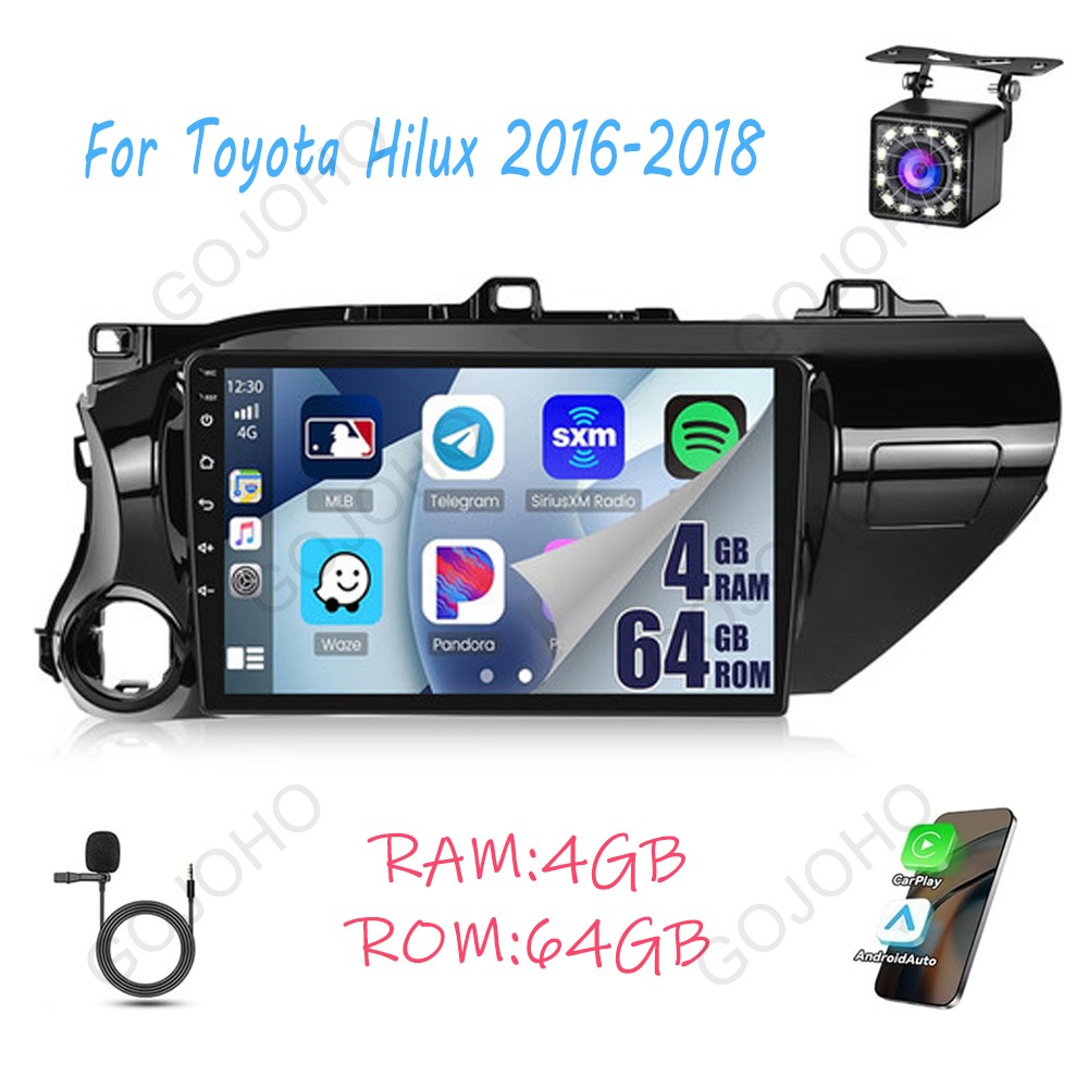 64GB Android 13 Car Stereo Radio GPS WIFI Navi CarPlay For Toyota Hilux 2016-18