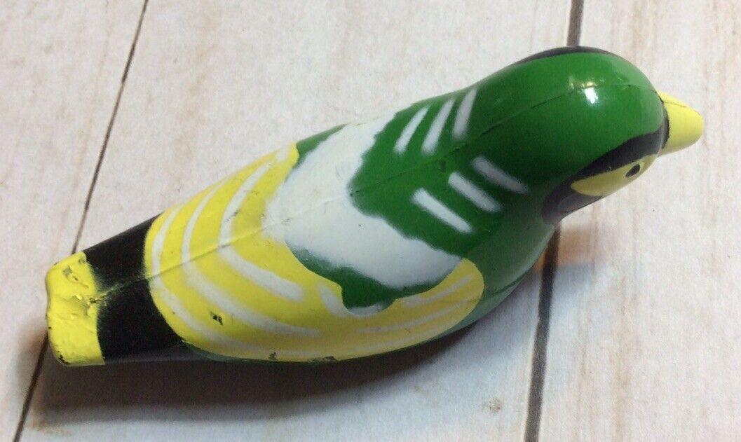 Vintage Bird Pencil Sharpener Resin Plastic Figure Green Yellow Black White
