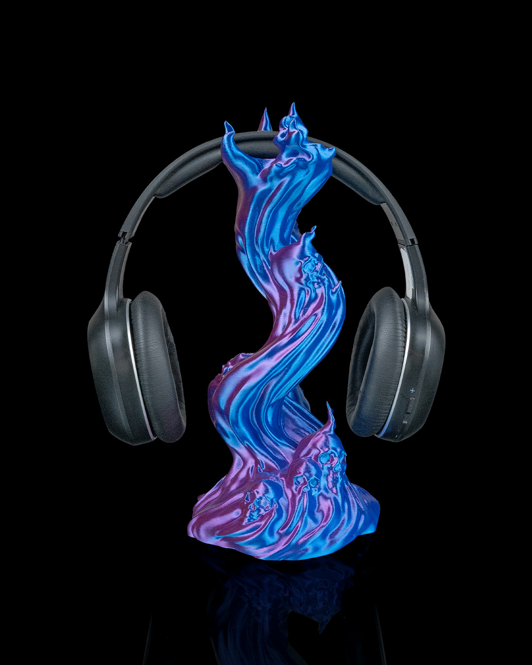 3D Printed Skull Flame Headset Holder Gaming Headphone Stand Desk Organizer