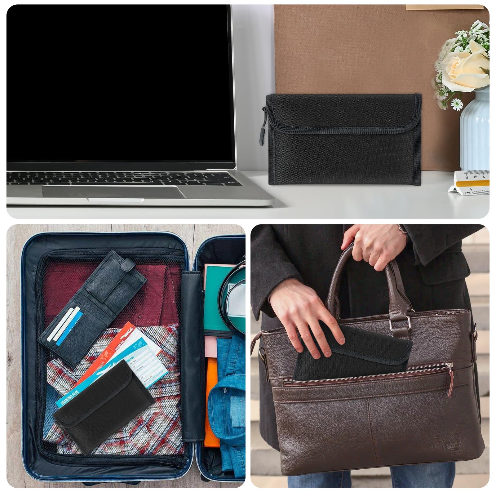 5200°F Fireproof Document Bag Money Pouch Portable Files Bag for Cash Passport