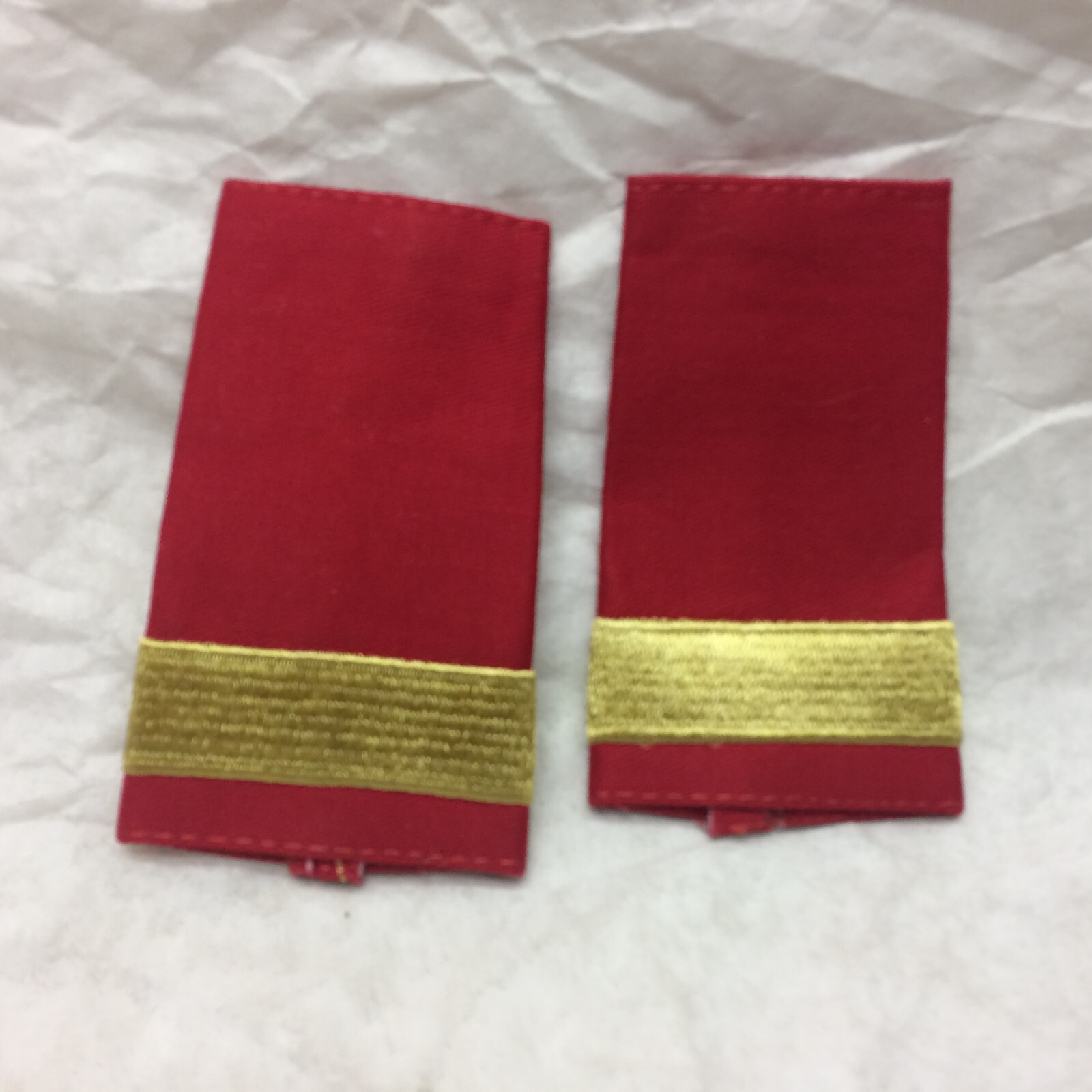 Military Army Epaulet Insignia lot (2) Red w/ Gold stripe Medical