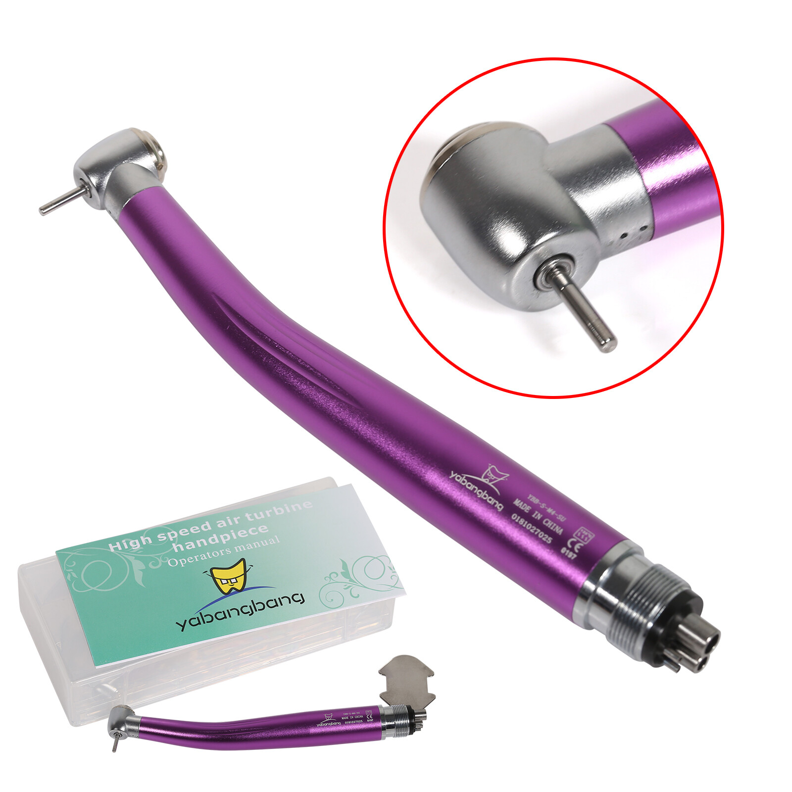 NSK Style Dental High Speed Handpiece Air Turbine 2/4 Holes 7 Colors Push Button