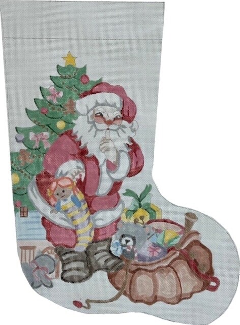 ROSALIE PETERS Hand-Painted CHRISTMAS STOCKING Santa Needlepoint Canvas CS46
