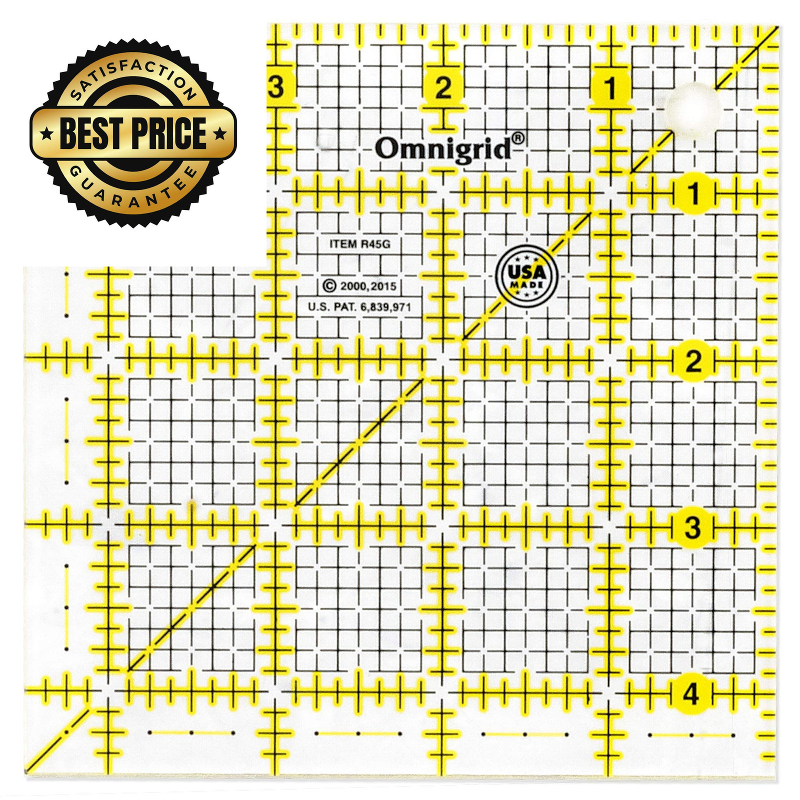 Omnigrid 4-1/2" x Square Quilting and Sewing x 4-1/2", Clear
