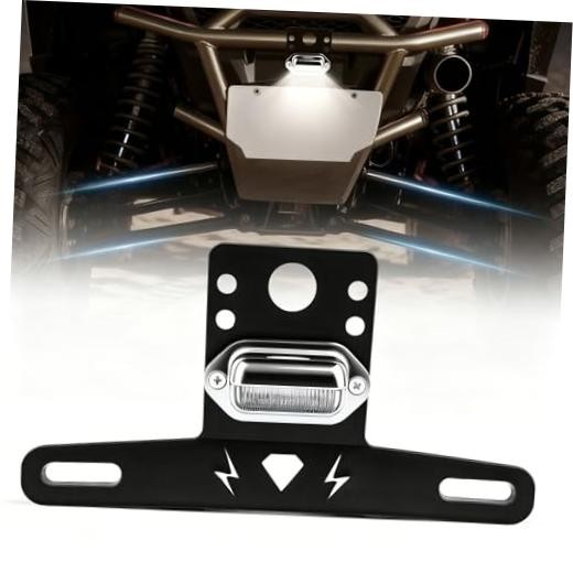 UTV Plastic License Plate Holder with LED Light Street Legal Compatible with