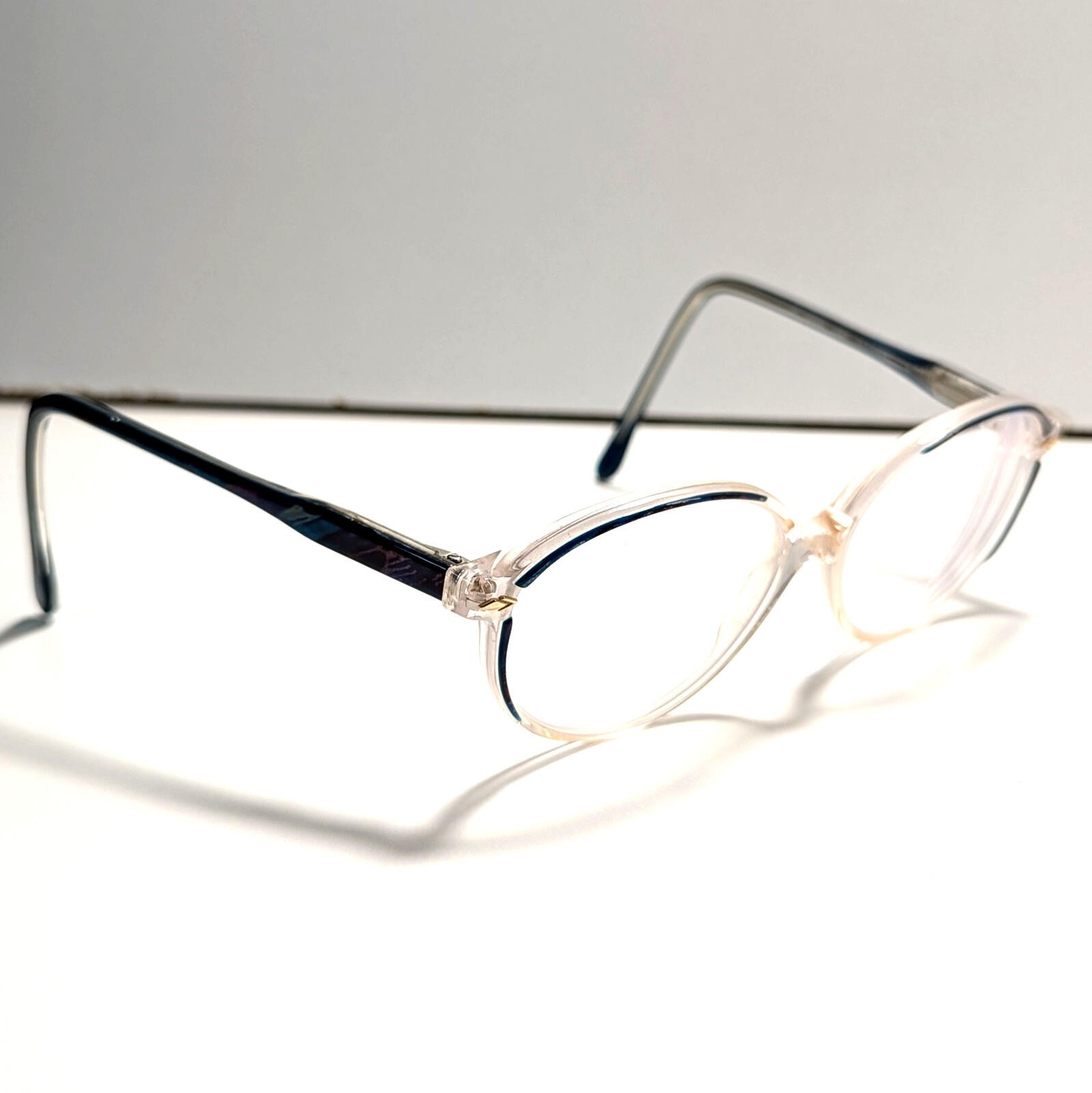Luxottica ROLANDA Eyeglasses Blue& Clear 140mm Frames Made In Italy FRAMES ONLY