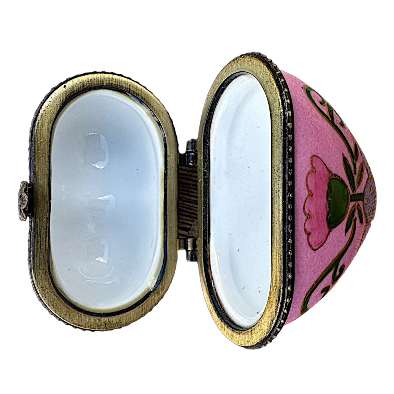 Multicolor ceramic heart-shaped hinged trinket box 3”x 2.5”