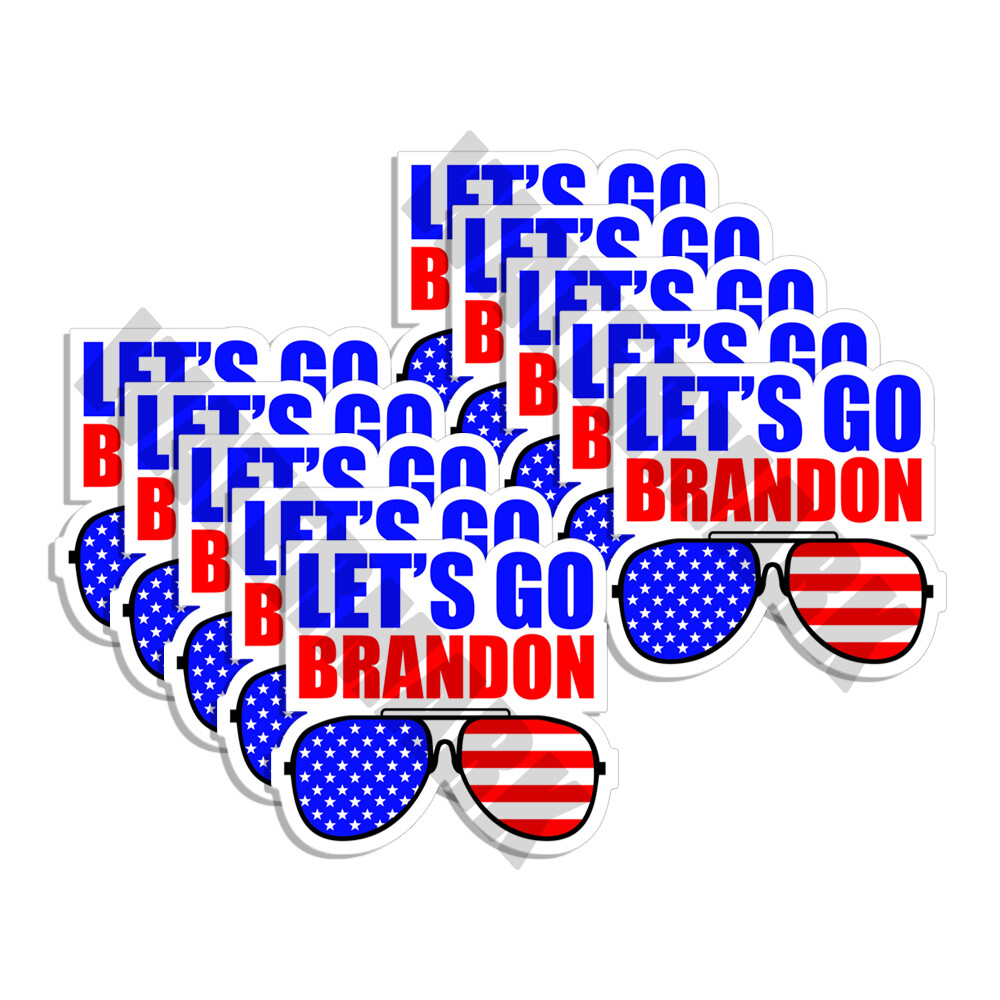FJB Lets Go Brandon GLASSES Funny Biden 10 pk of Bumper Stickers 4" wide 10 Pack