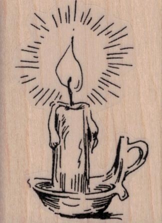 Candle Burning Brightly 1 3/4 x 2 1/4" Rubber Stamp, Christmas Stamp