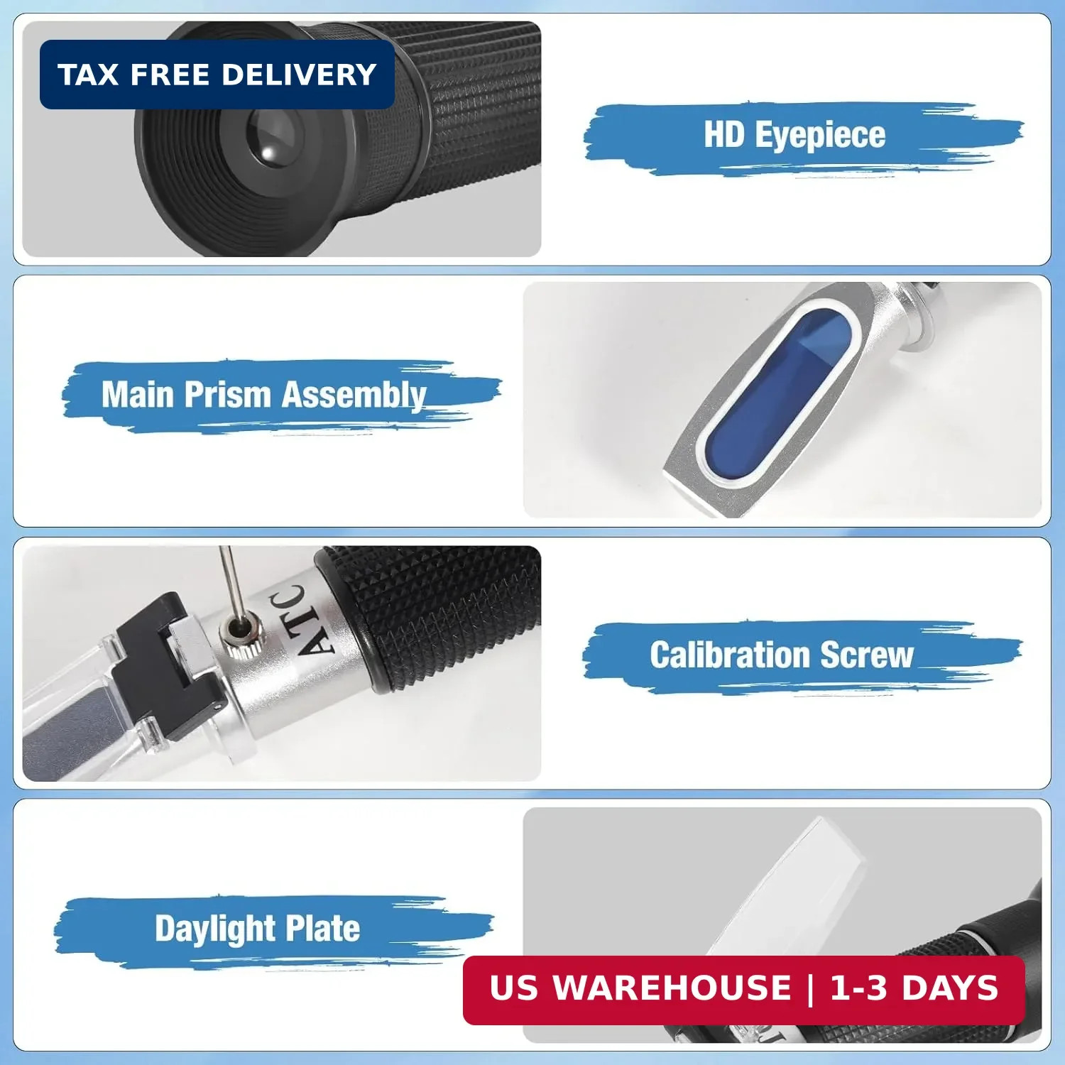 GYE Brix Refractometer with ATC, Dual Scale - Specific Gravity & Brix, Hydromete