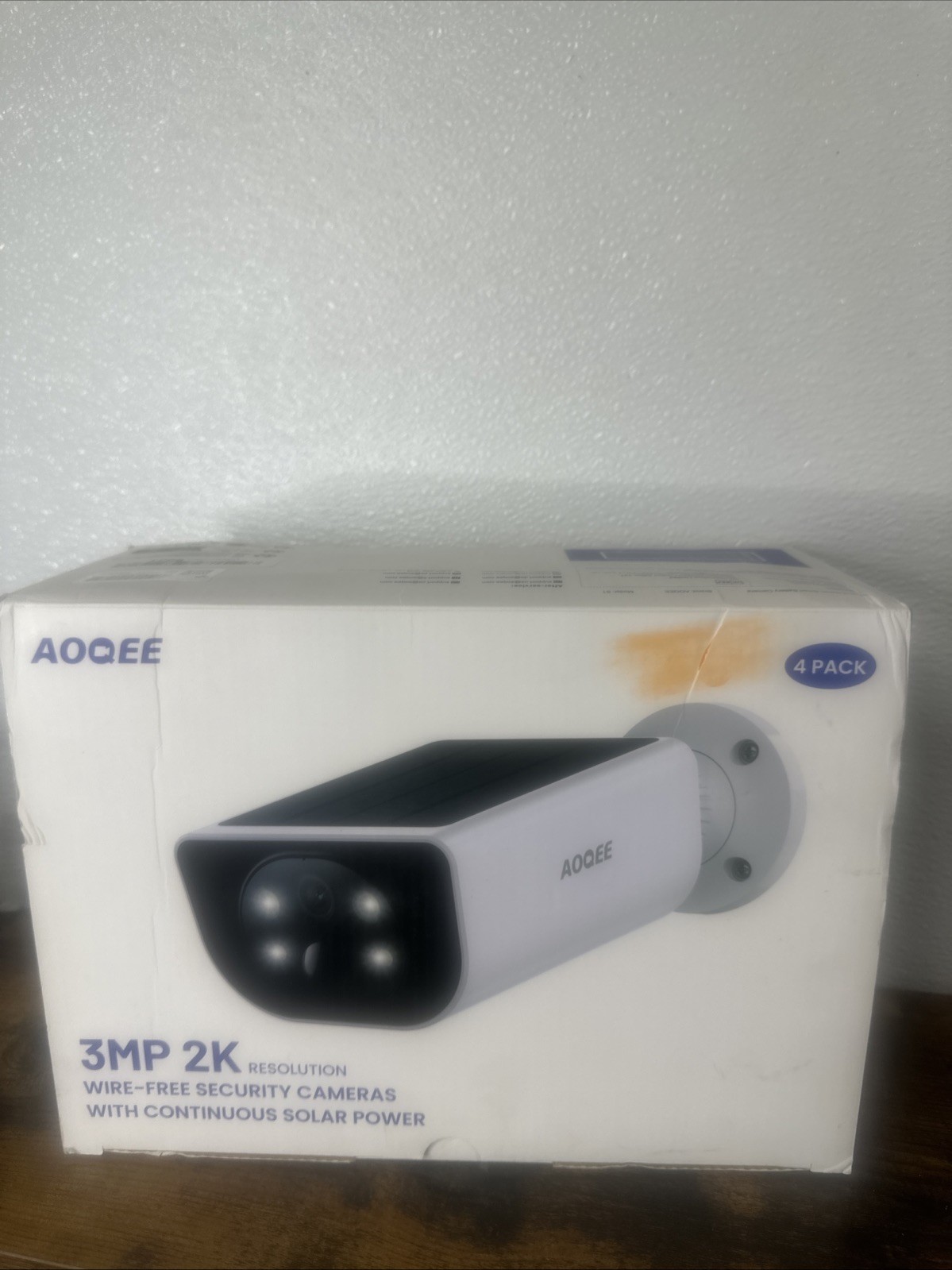 4 Pack Aoqee Solar Security Camera 3MP 2k res Outdoor Wireless WiFi Multi NEW
